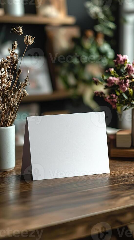 mockup blank cardon work table photo