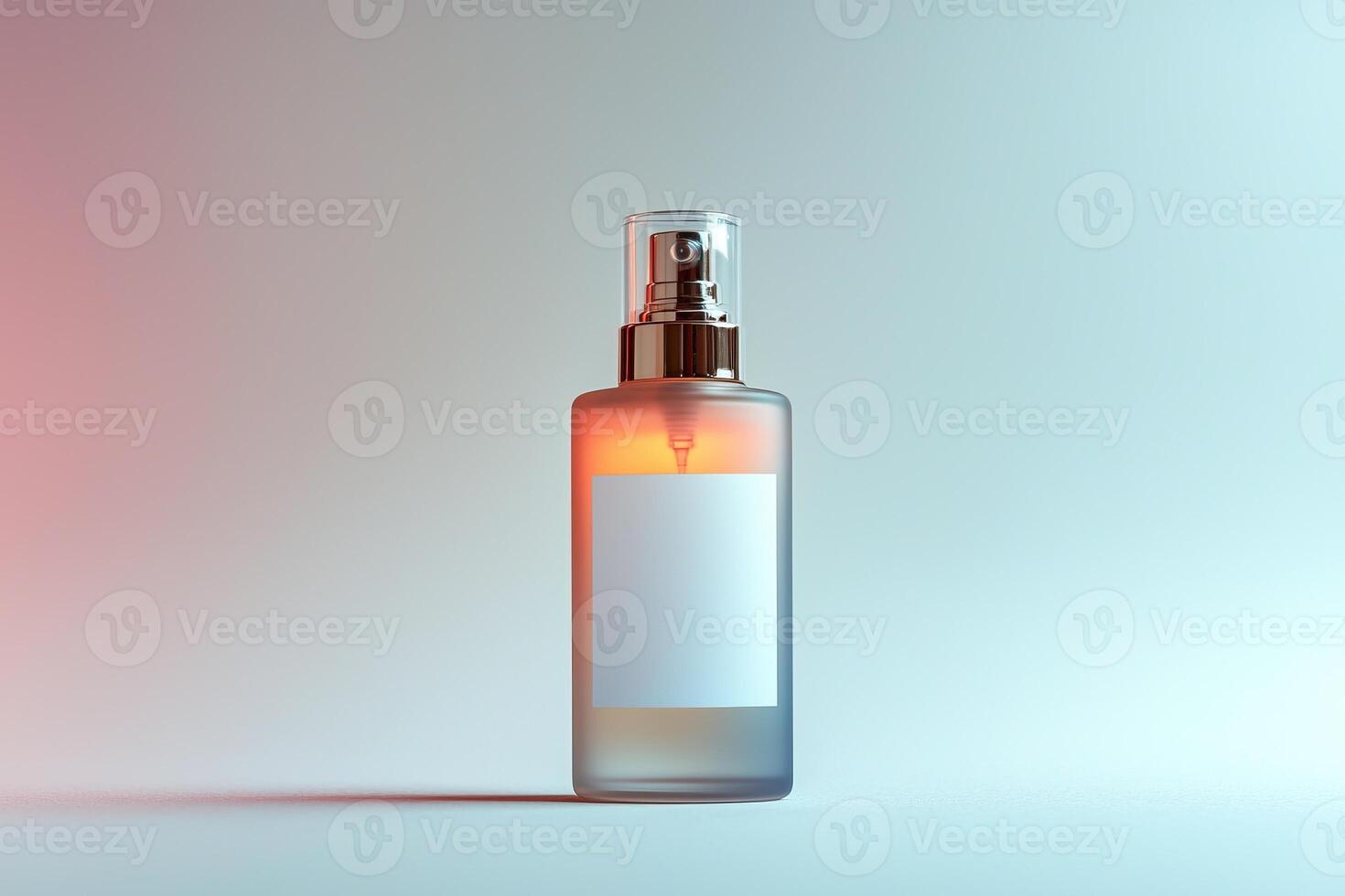 Sophisticated Spray Bottle Designs. A sleek, modern perfume bottle with a minimalist design, showcasing a soft gradient background that highlights its elegance. photo