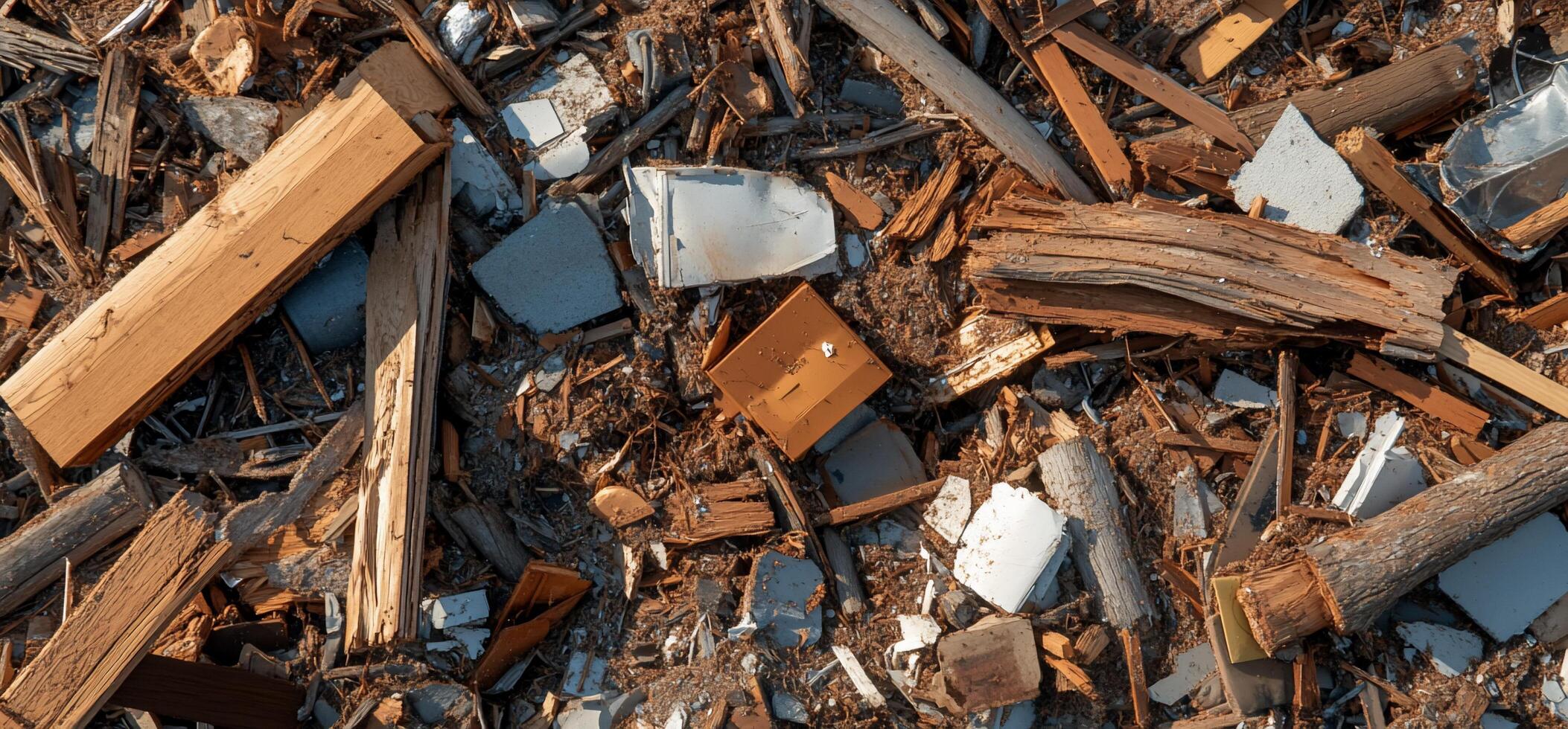 A pile of wood and metal pieces photo