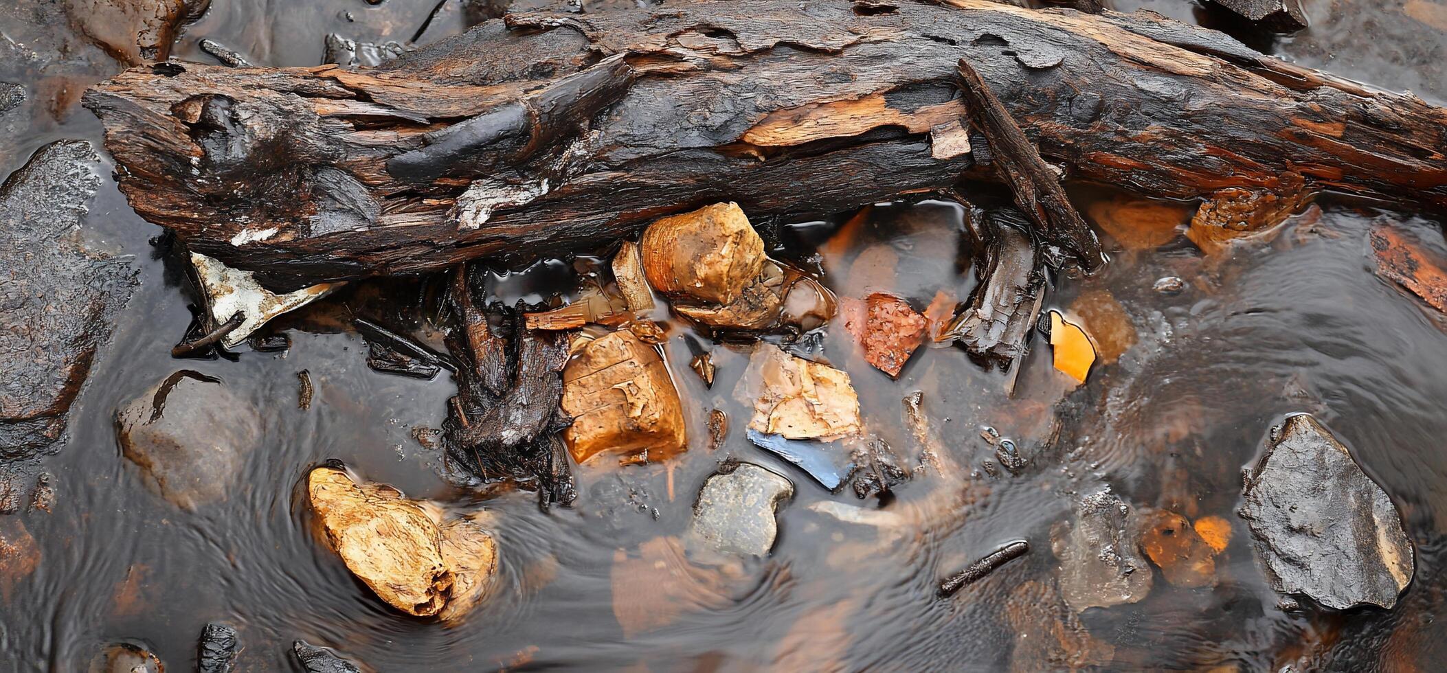 A fallen tree branch in the water photo