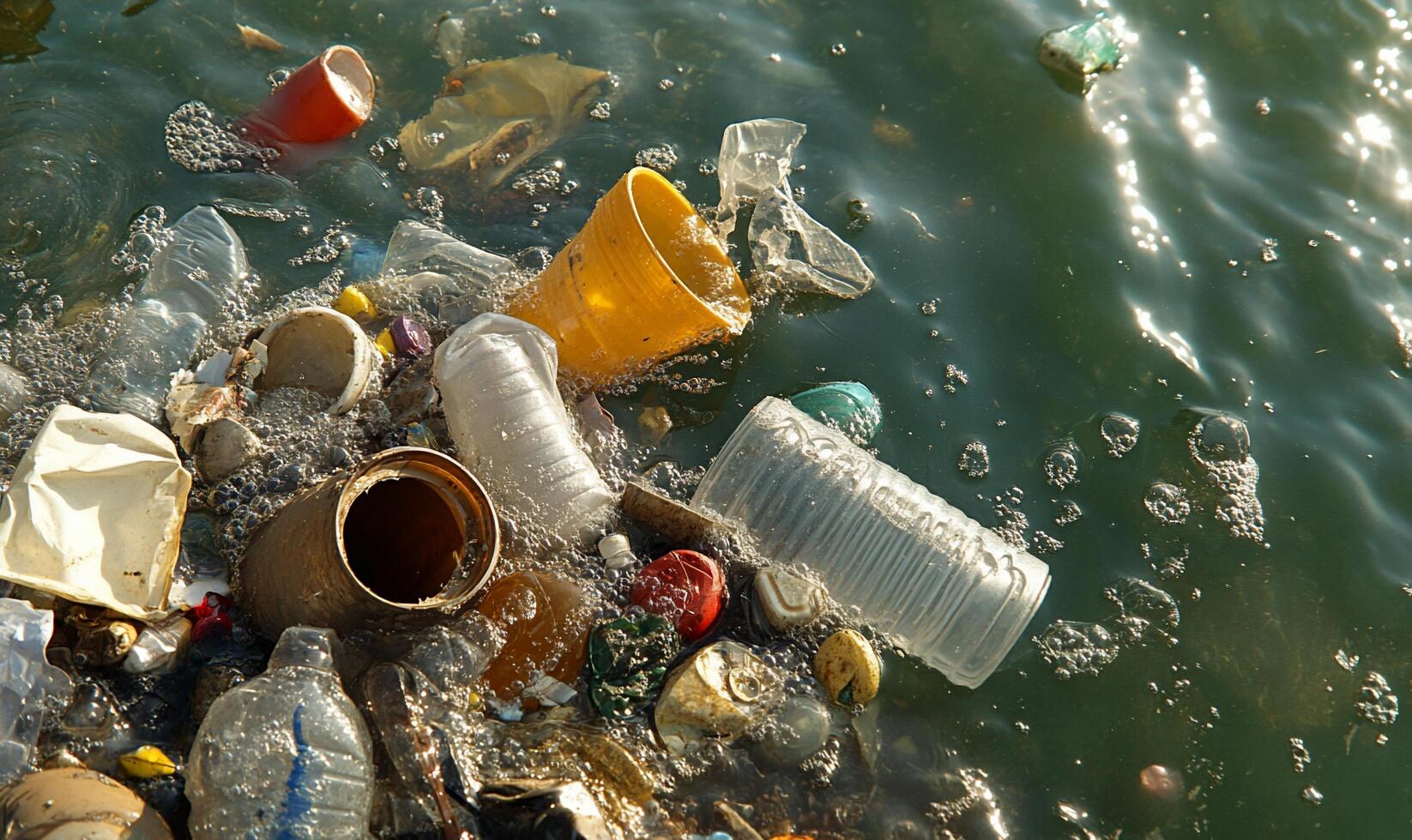 Plastic pollution in the ocean photo