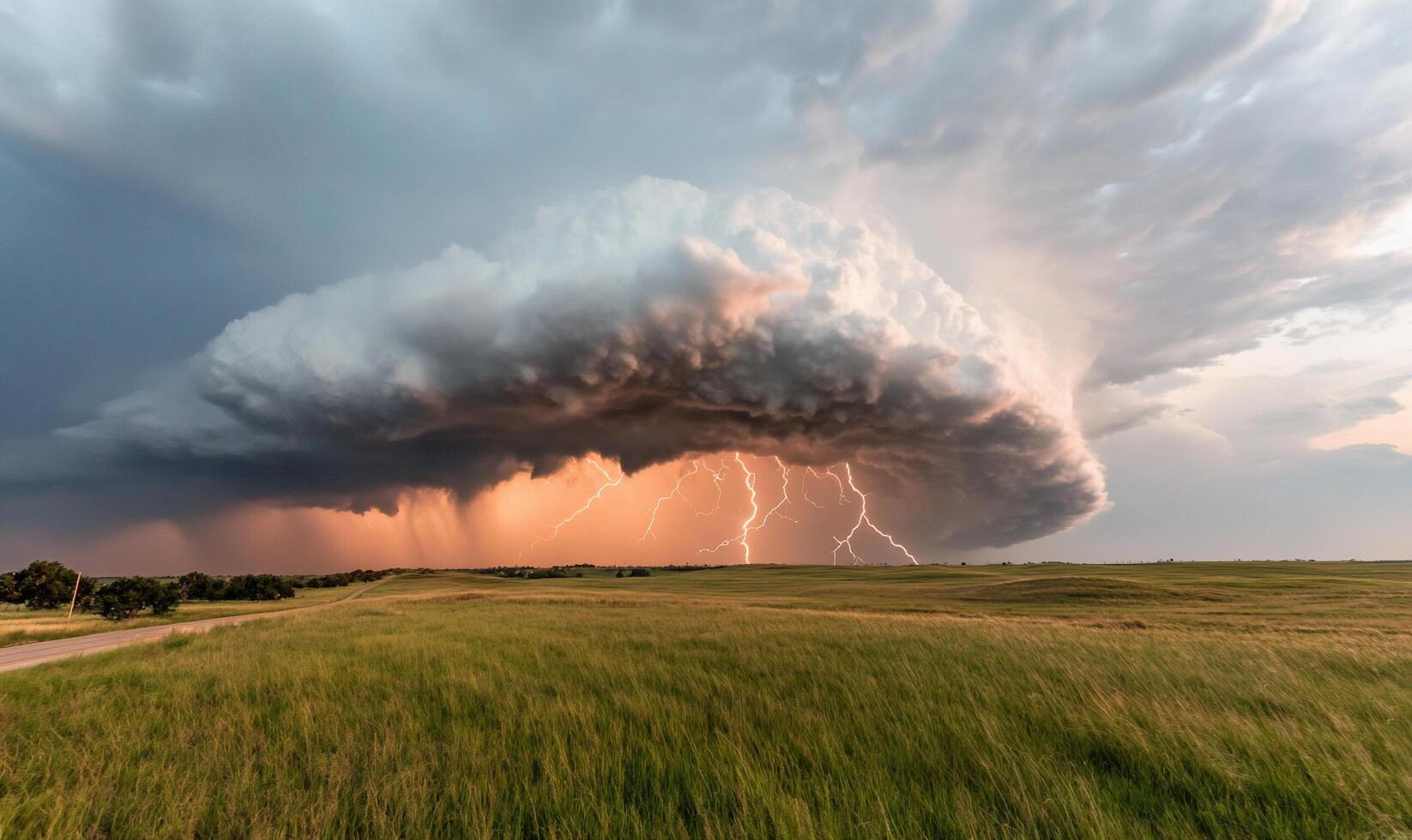 A large storm cloud is seen over a field photo