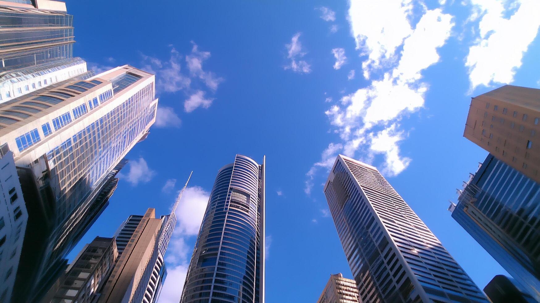 A view of tall buildings in a city photo