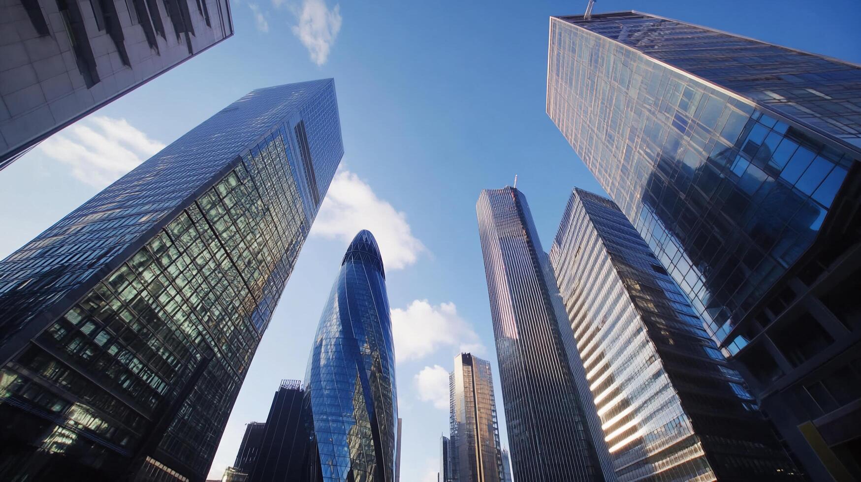 A view of tall buildings in a city photo