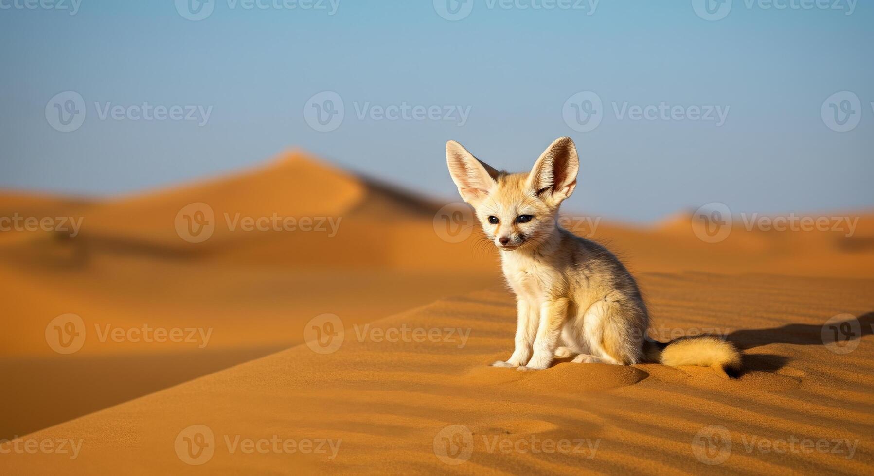Fennec fox in vast desert landscape photo