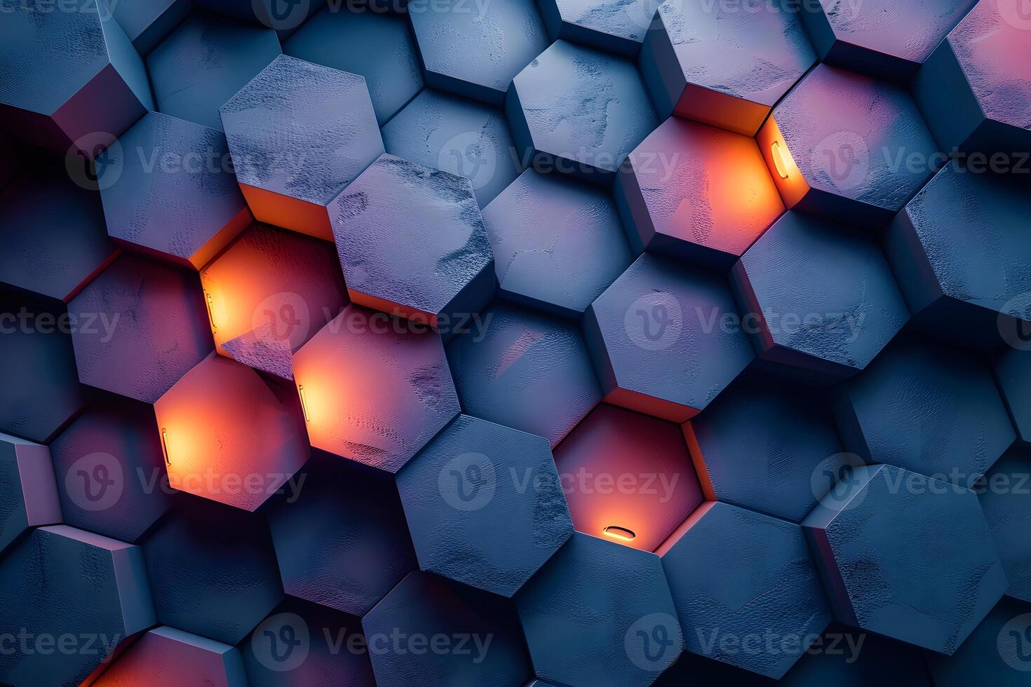 Abstract Hexagonal Pattern with Ambient Lighting for Modern Design Concepts photo