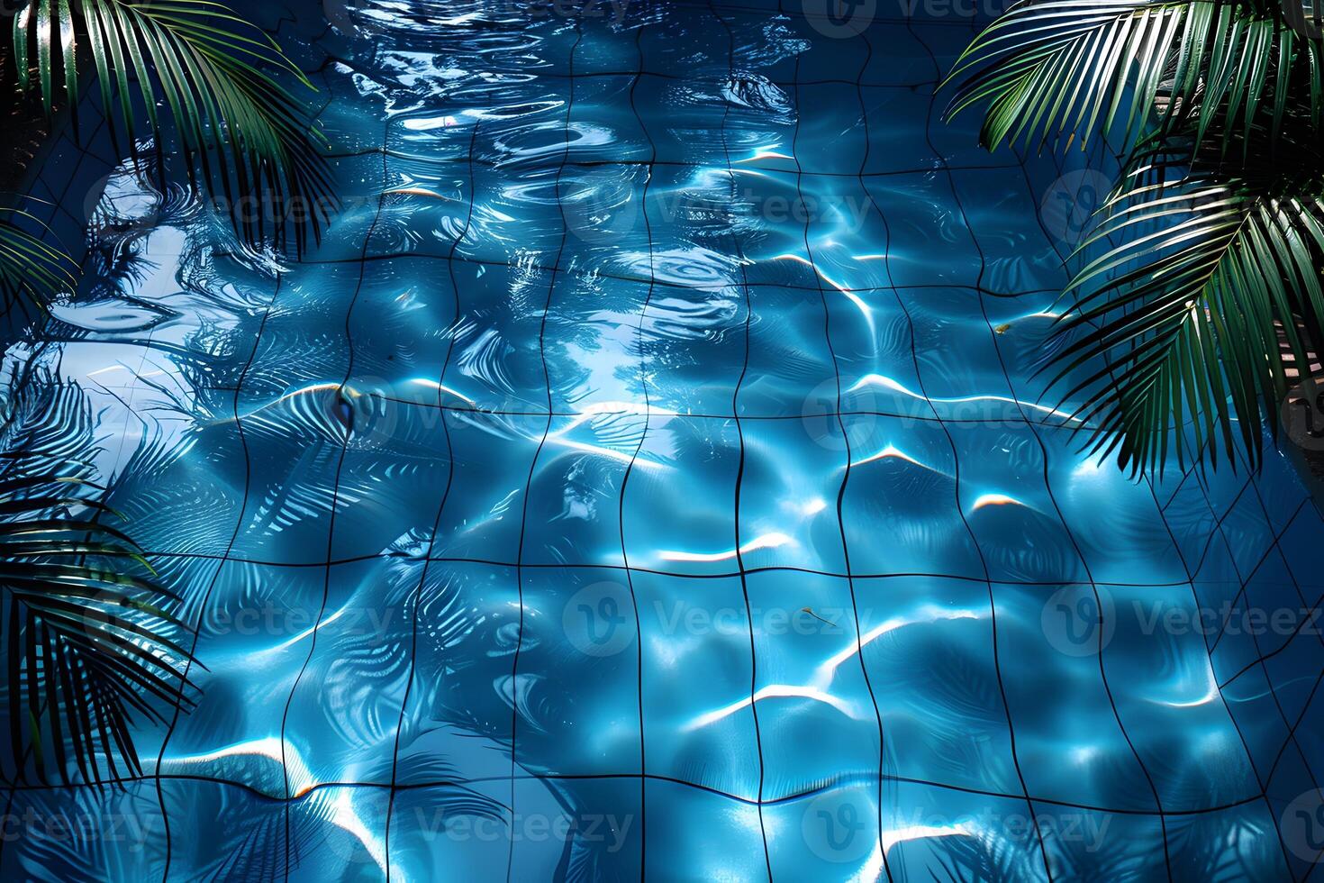 Tropical Pool Vibes Reflections and Palm Shadows for Summer Designs photo