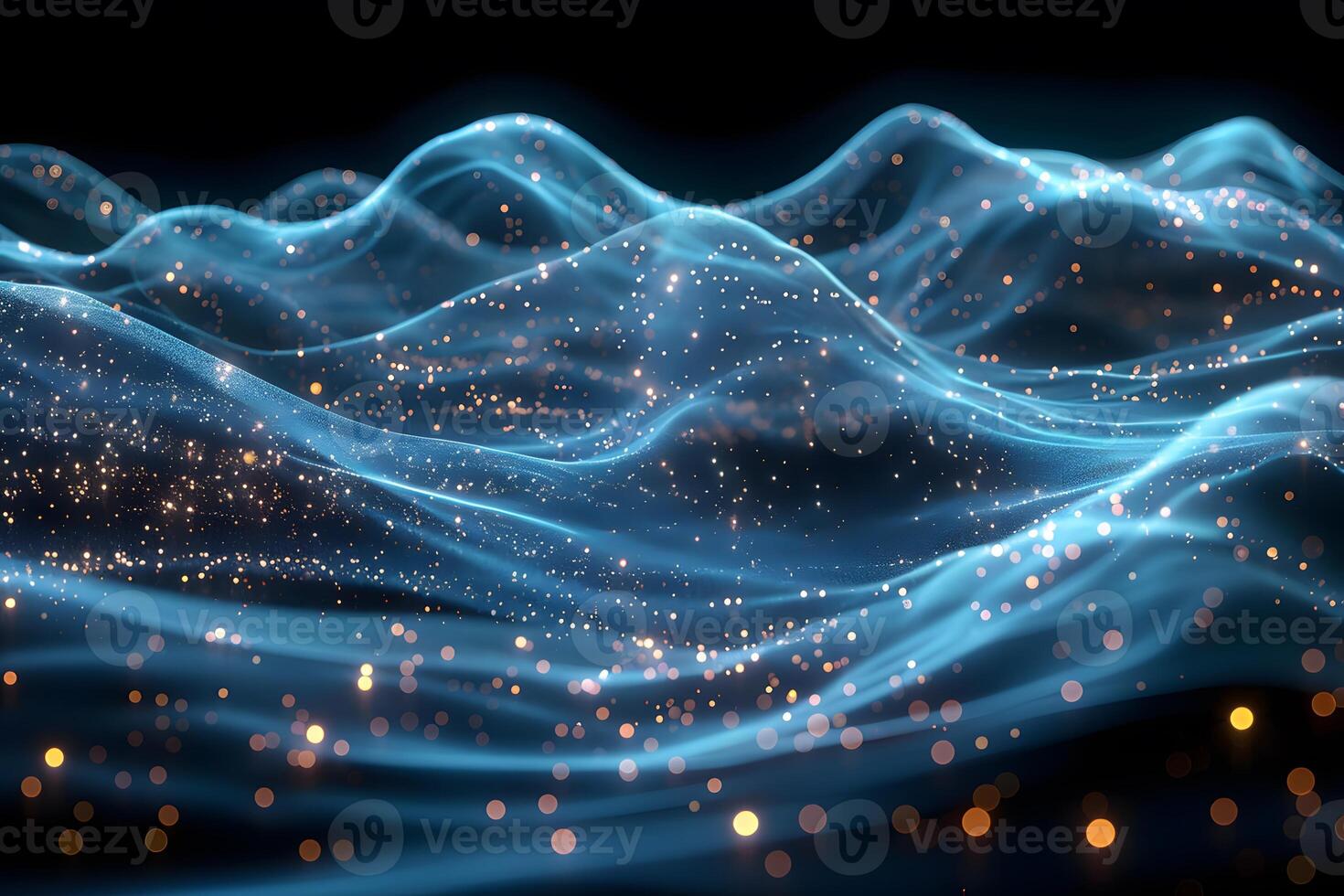 Futuristic Digital Wave with Glowing Particles for Tech Designs photo