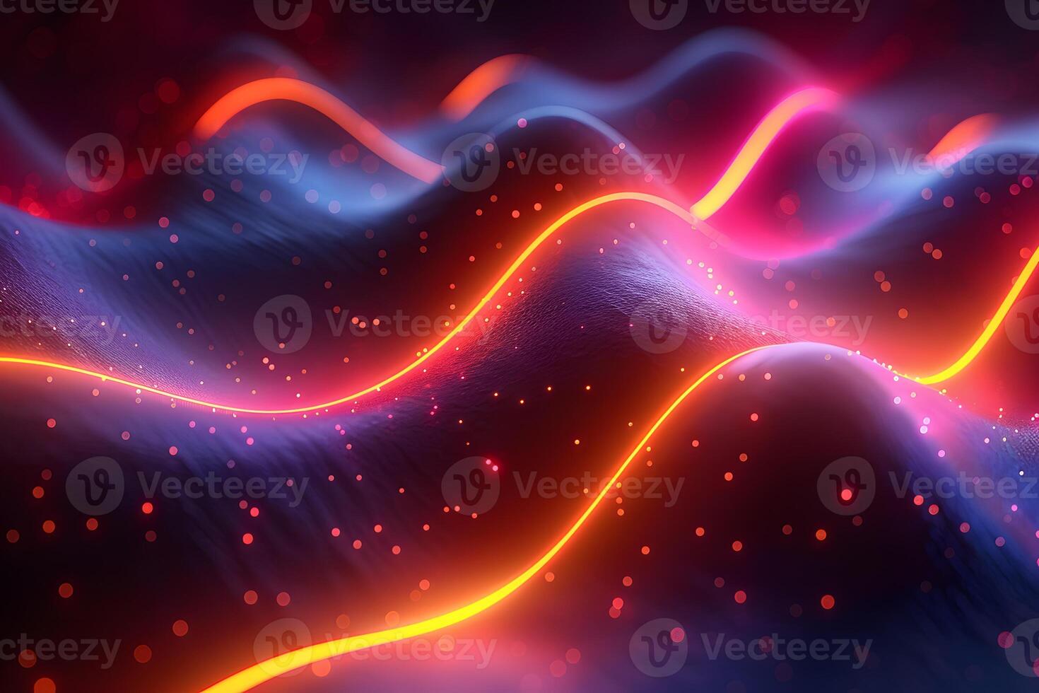 Abstract Neon Wave Patterns with Glowing Energy Lines Vibrant Digital Art Background for Design photo