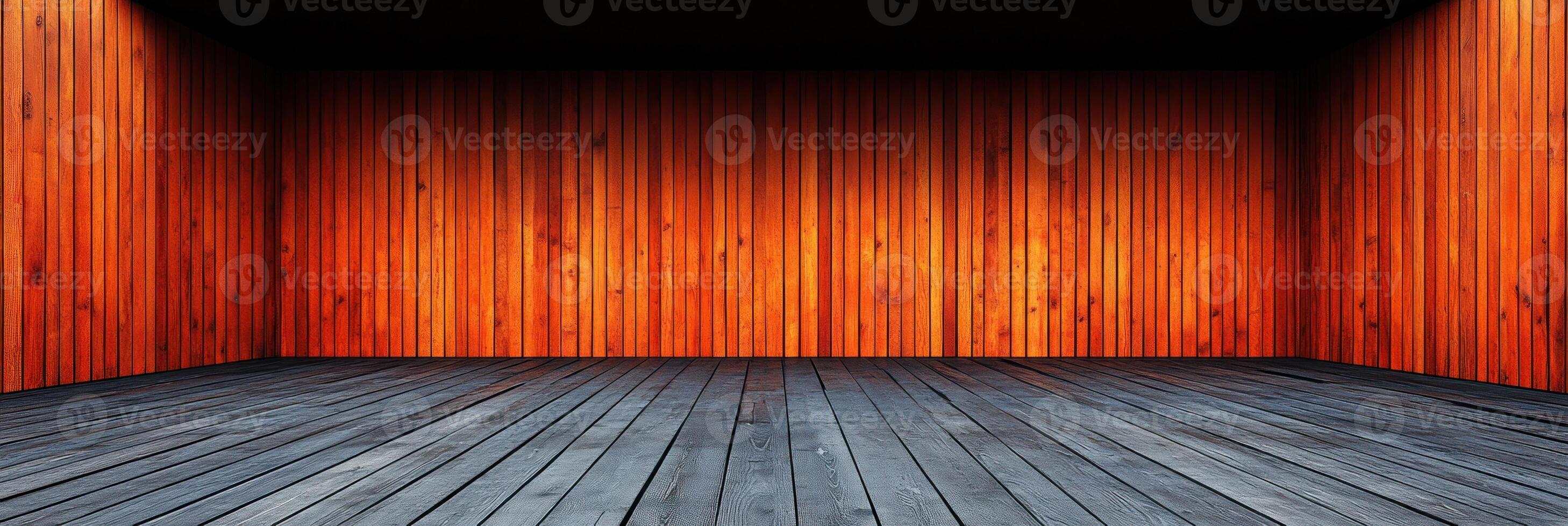The interior features polished wooden walls and a hardwood floor, providing a cozy ambiance for various activities photo