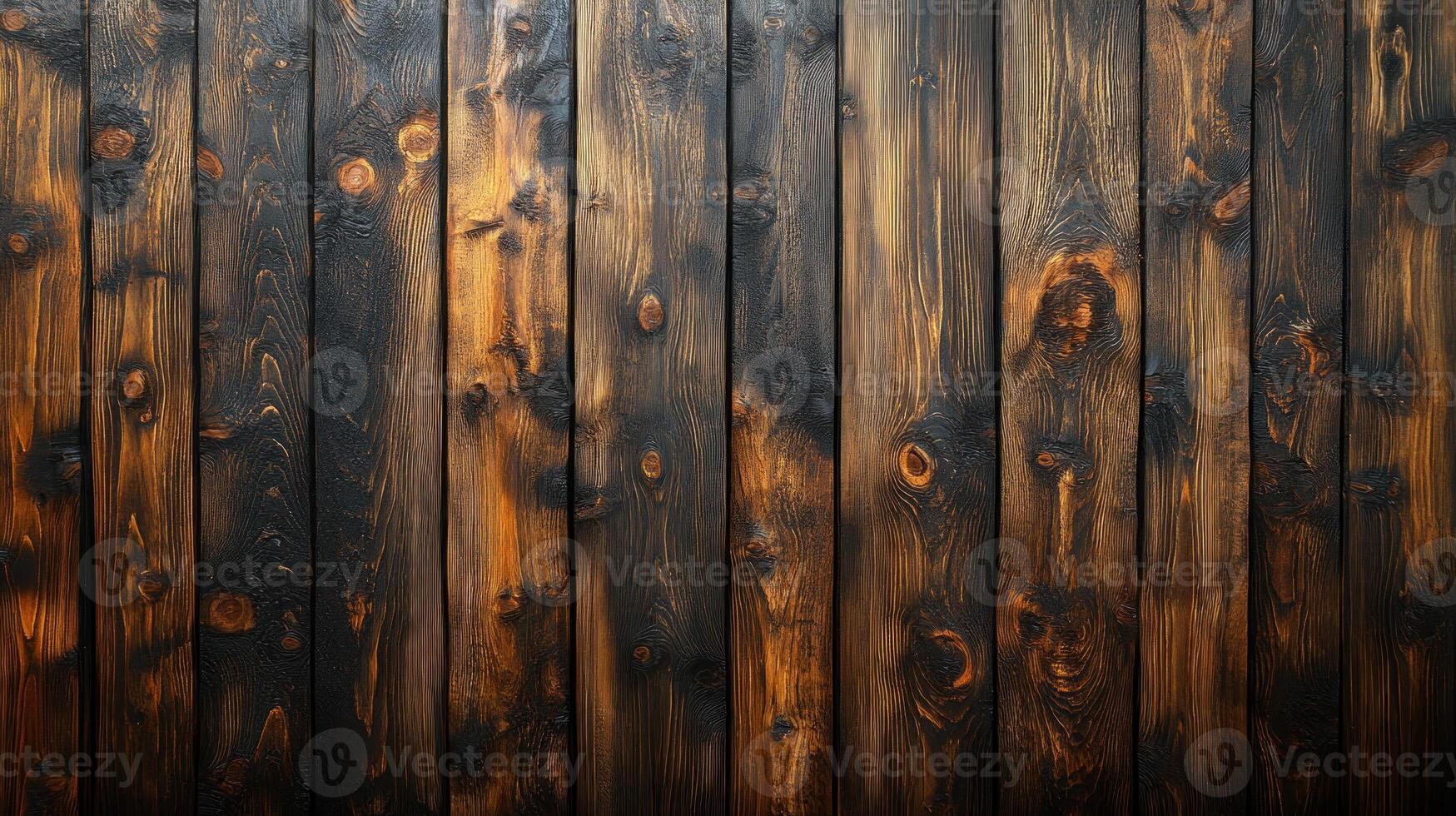 Textured wooden planks showing rich brown hues and unique grain patterns create a warm, rustic atmosphere photo