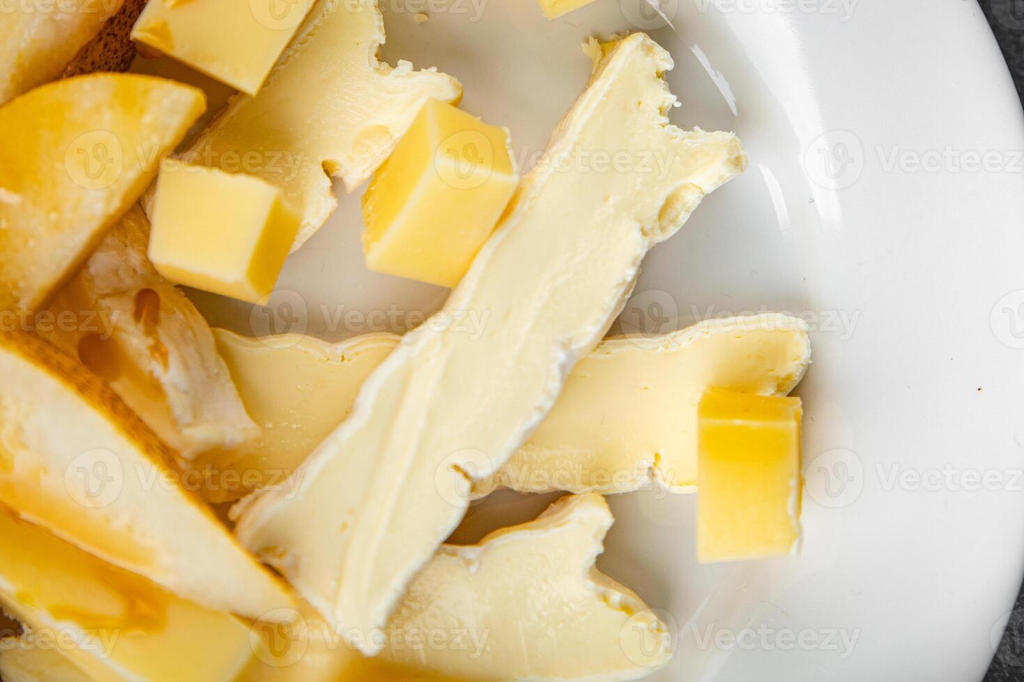 Cheese plate French cheeses fresh tasty food dish delicious gourmet food background on the table rustic food top view copy space photo