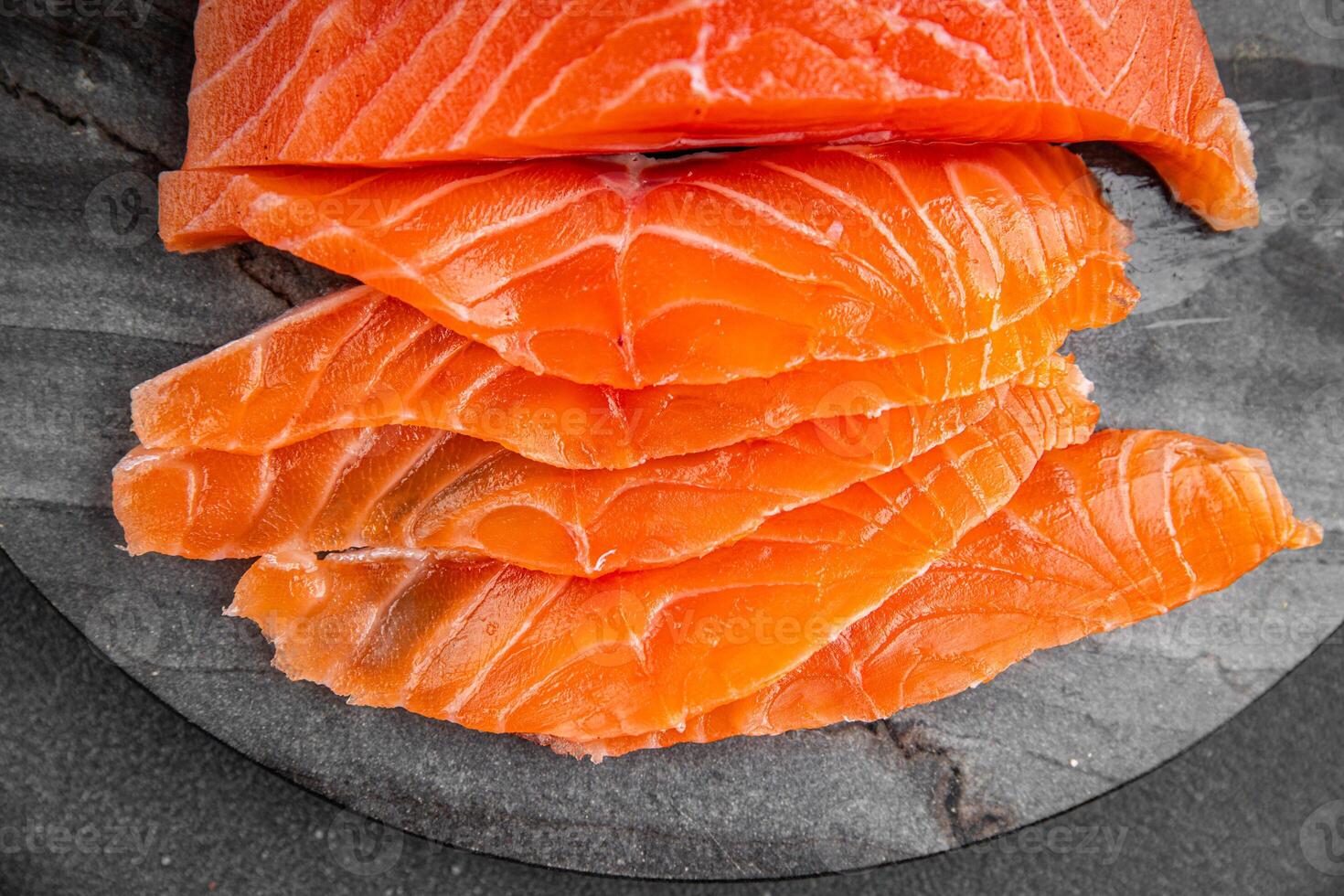 salmon raw fresh fish seafood fresh tasty food dish photo
