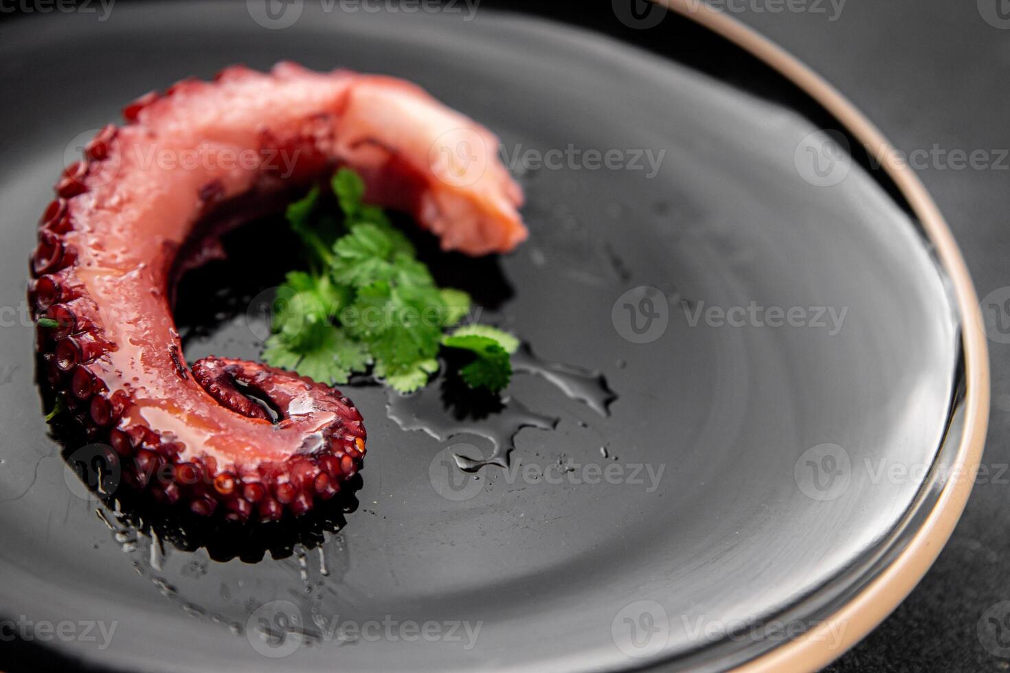 Octopus food seafood octopus tentacles fresh tasty food dish pescetarianism delicious gourmet food background on the table rustic food top view copy space keto and paleo diet photo