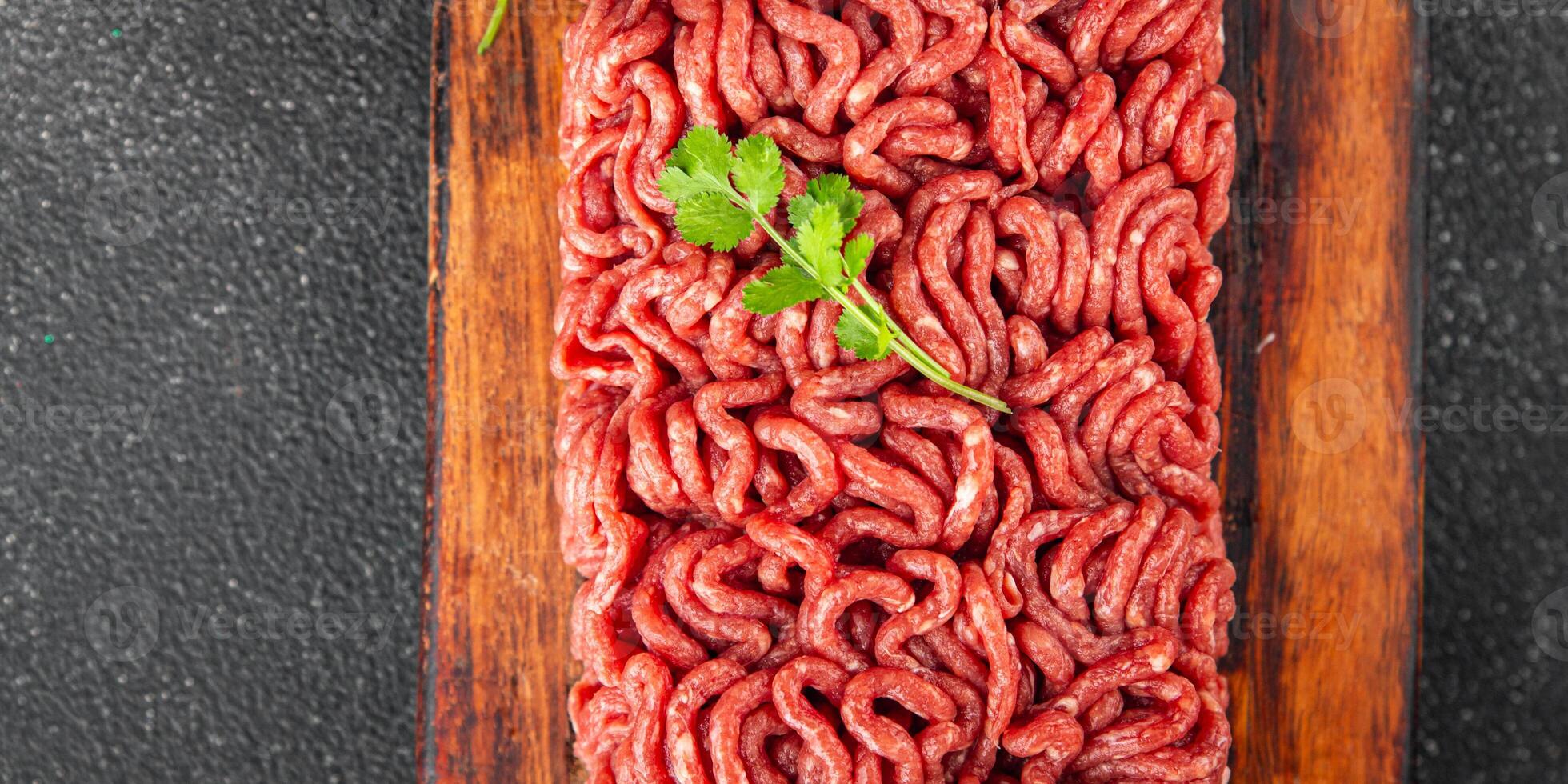 minced meat fresh beef, pork meat tasty eating cooking meal food snack on the table copy space food background rustic top view photo