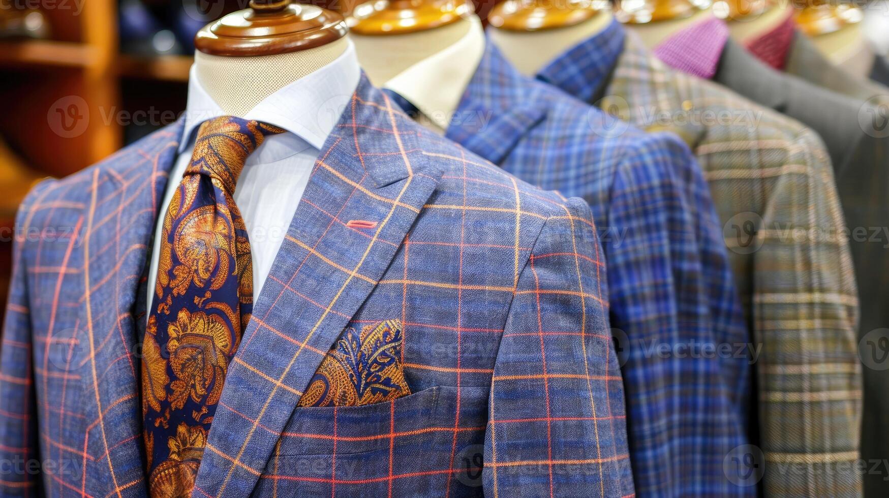 A row of suits on display in a store photo