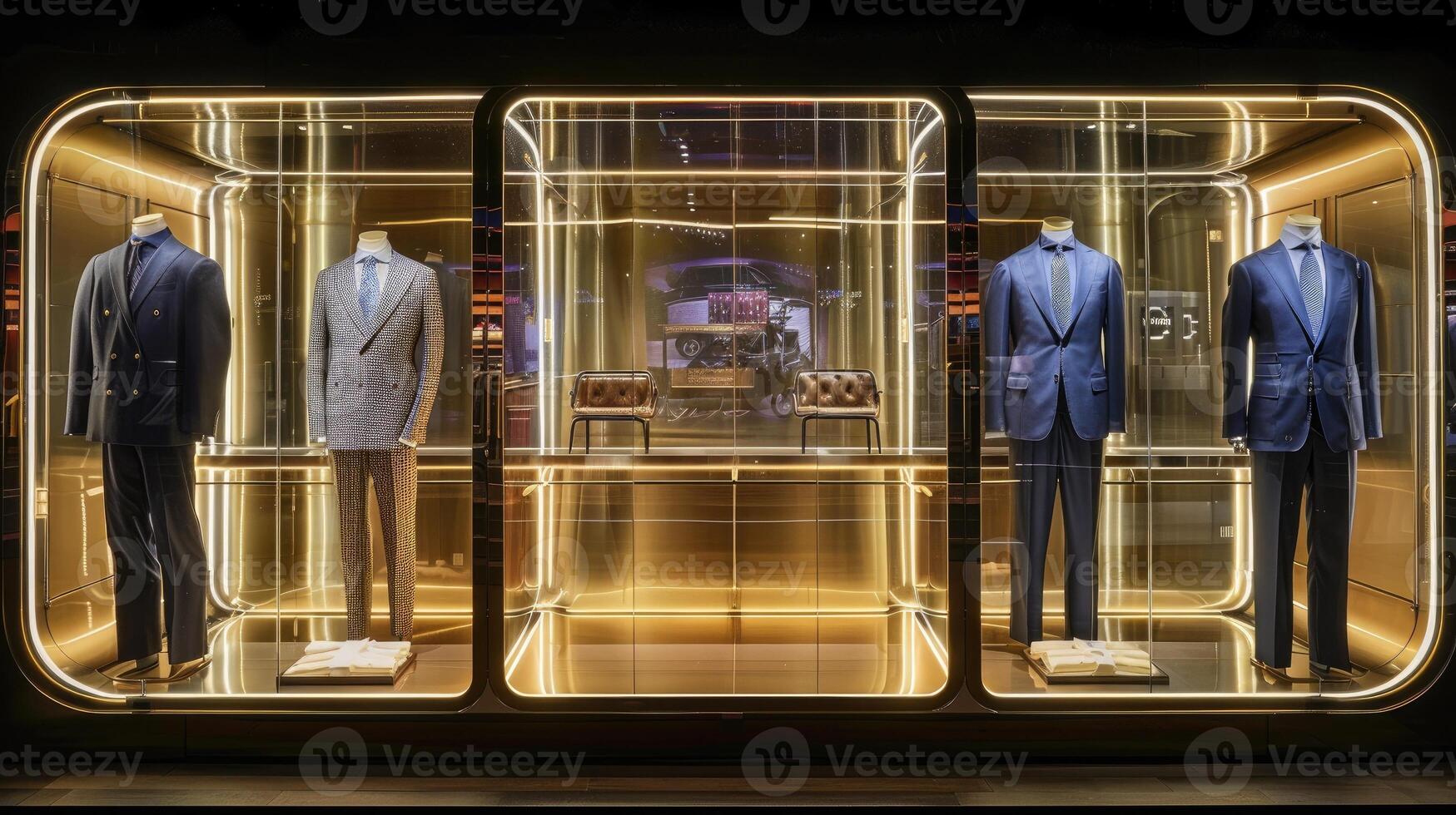 A display case with suits and ties on display photo