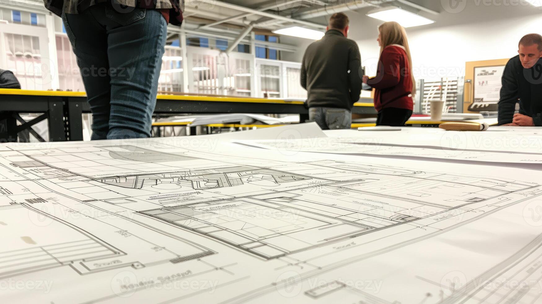A group of people looking at architectural plans photo