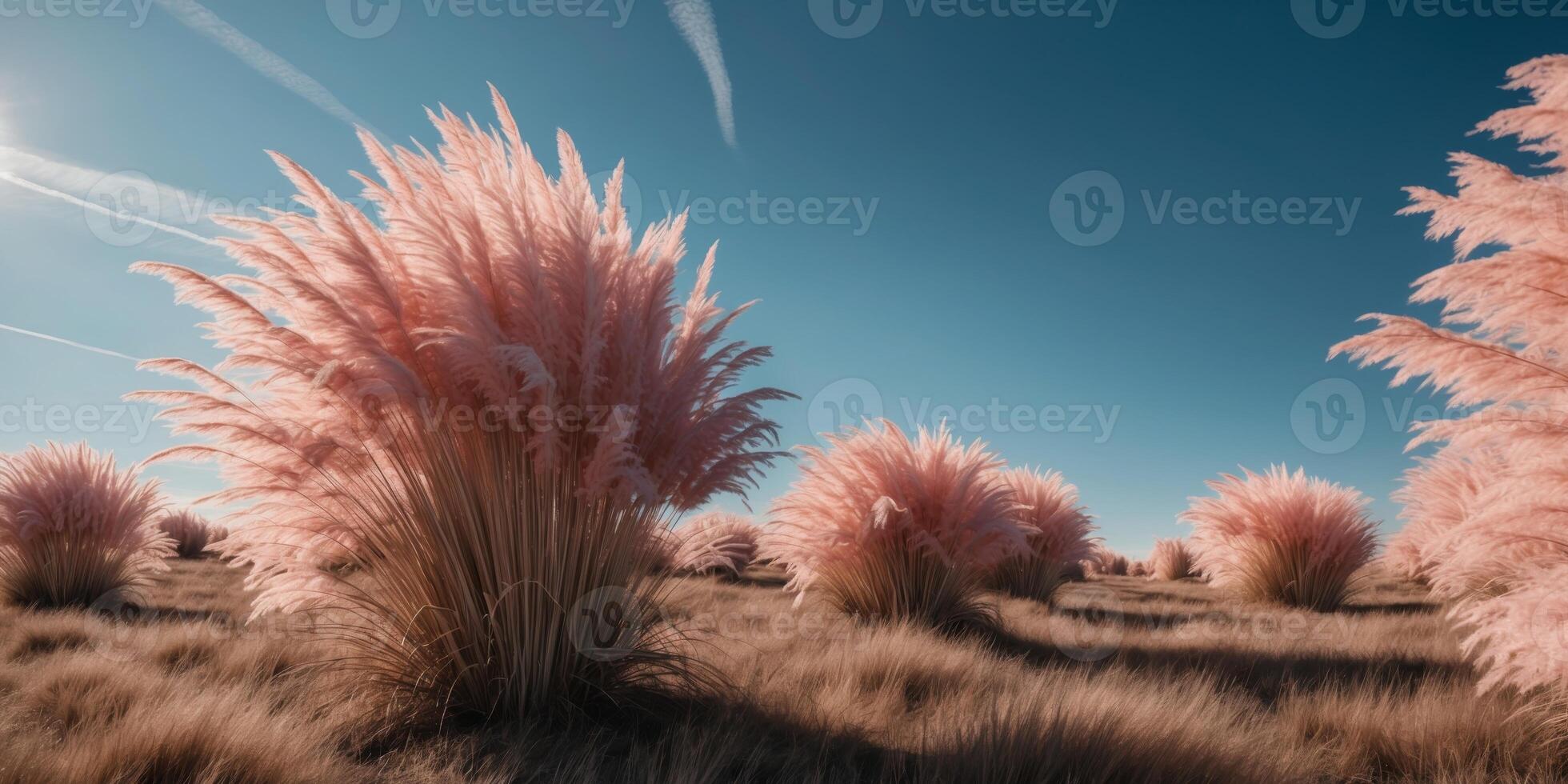 Pink pampas grasses in the desert photo
