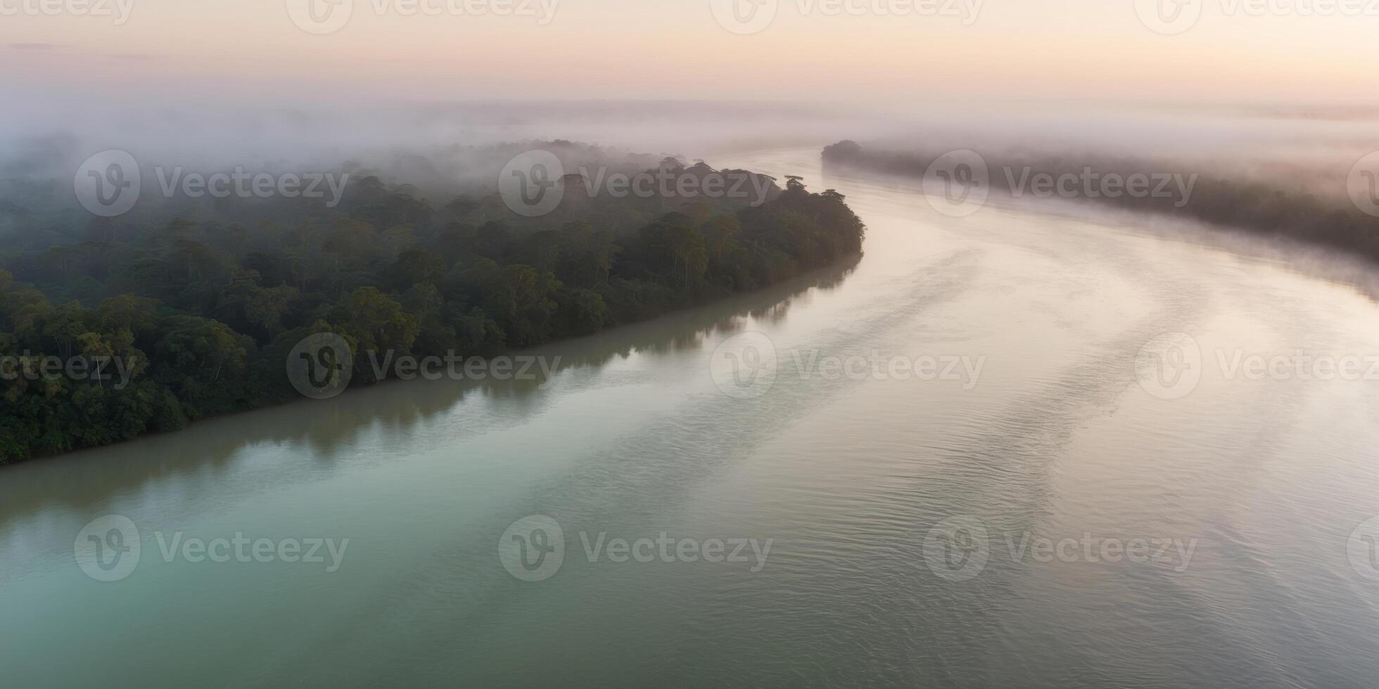 Aerial view of the river at sunrise photo