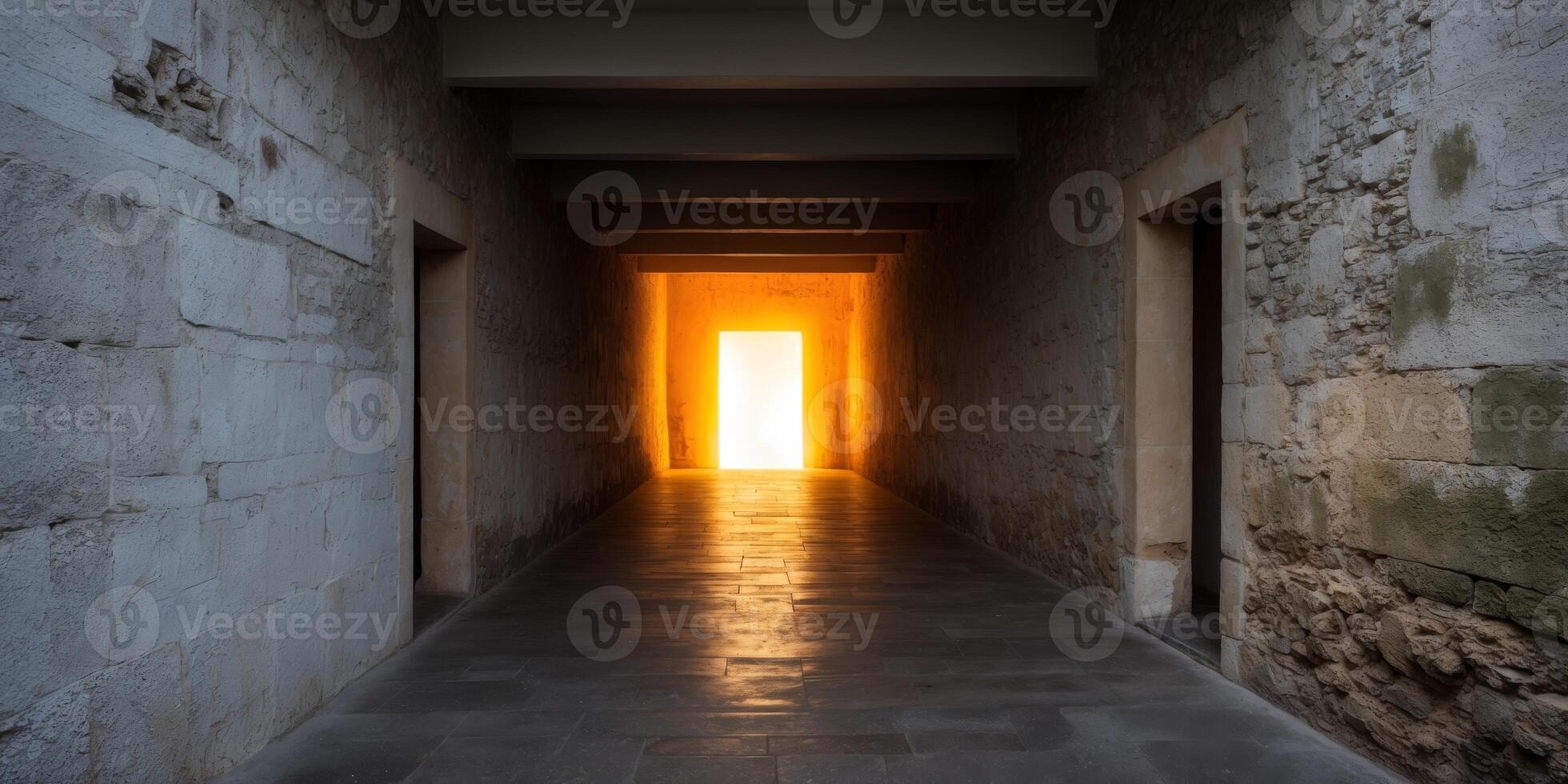 A tunnel with a light at the end photo