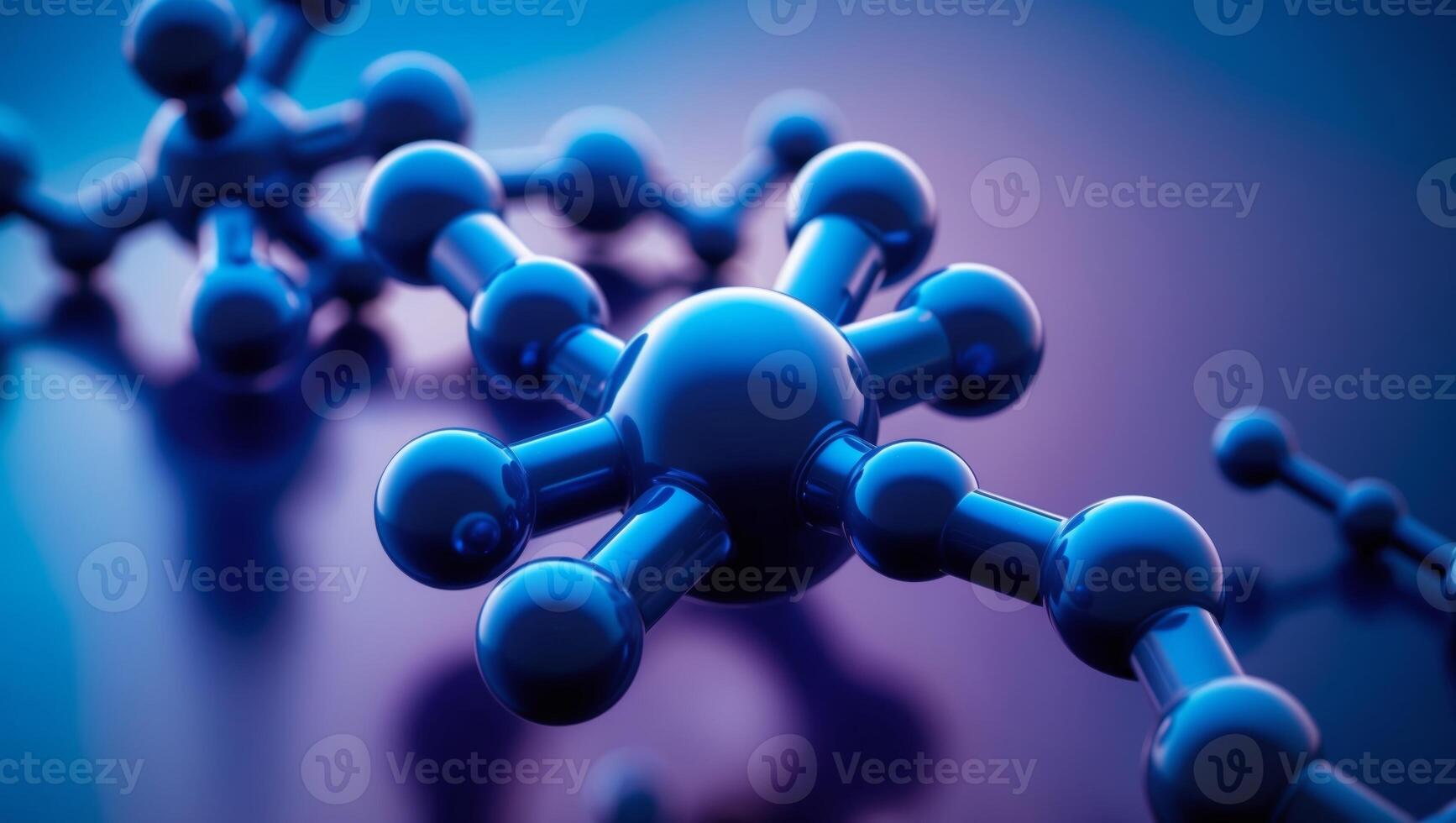 A blue molecule structure is shown in this image photo