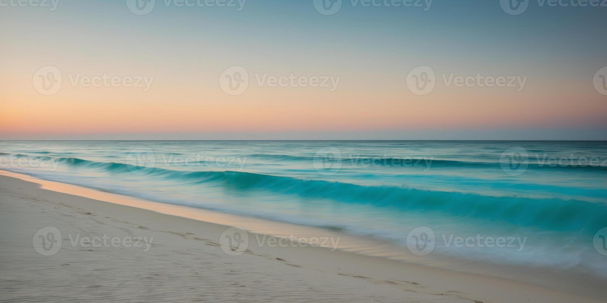 A beach at sunset with waves and sand photo