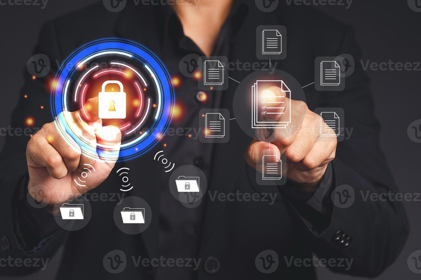 Document security concept. Document management system. Data encryption photo