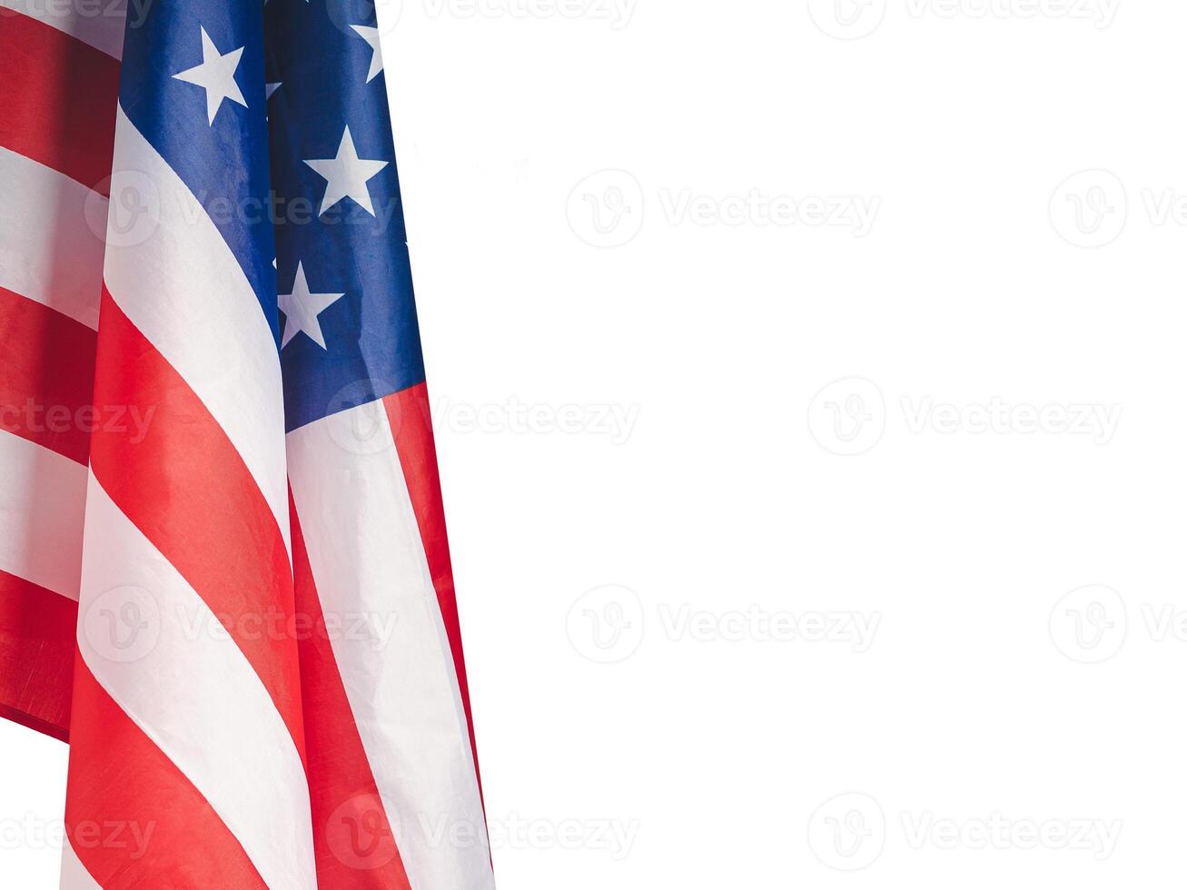 Close-up of the American flag on a white background photo