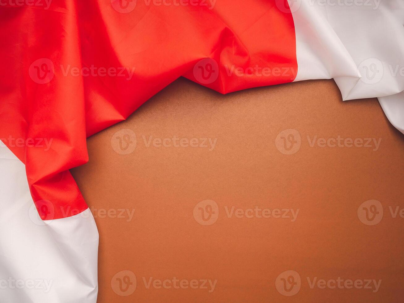Top view of the Japan flag on a brown background with space for text photo