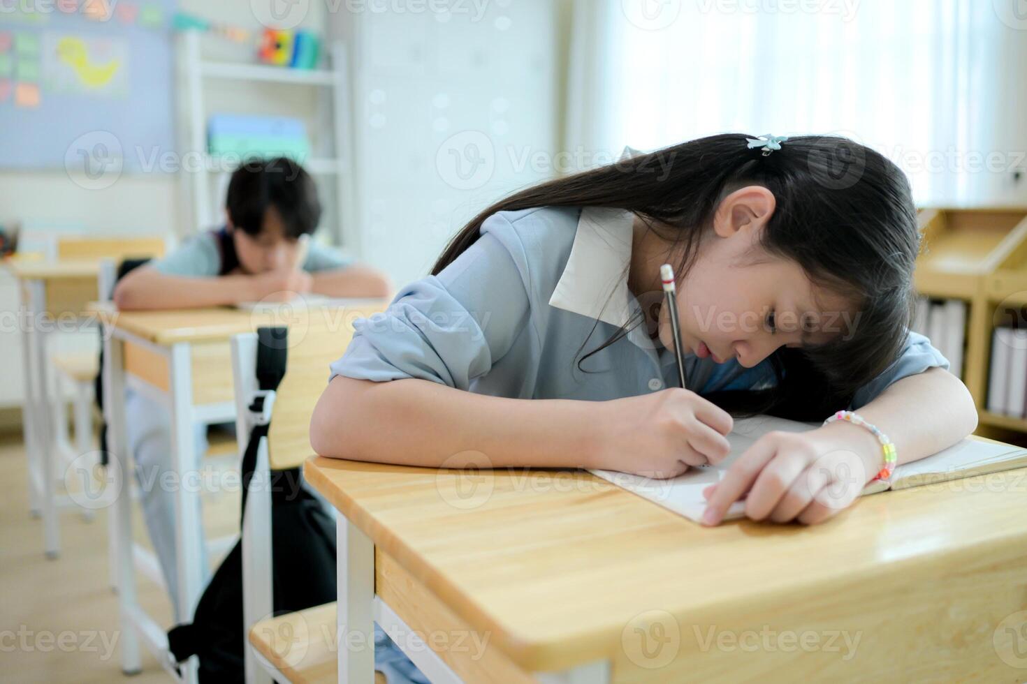 STEM lesson, Teacher and students in mathematics classroom photo