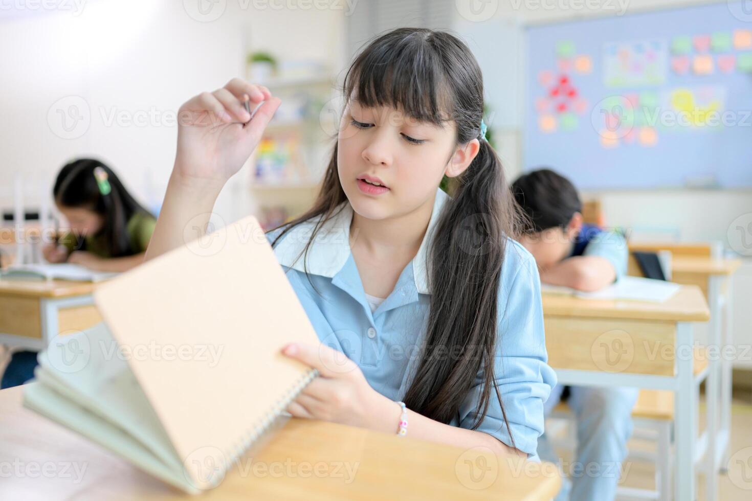STEM lesson, Teacher and students in mathematics classroom photo
