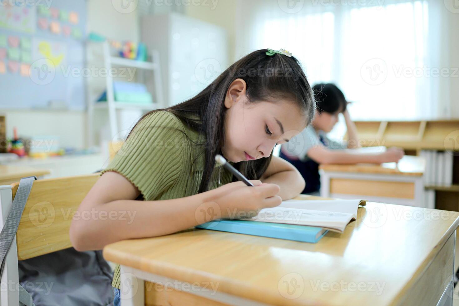 STEM lesson, Teacher and students in mathematics classroom photo