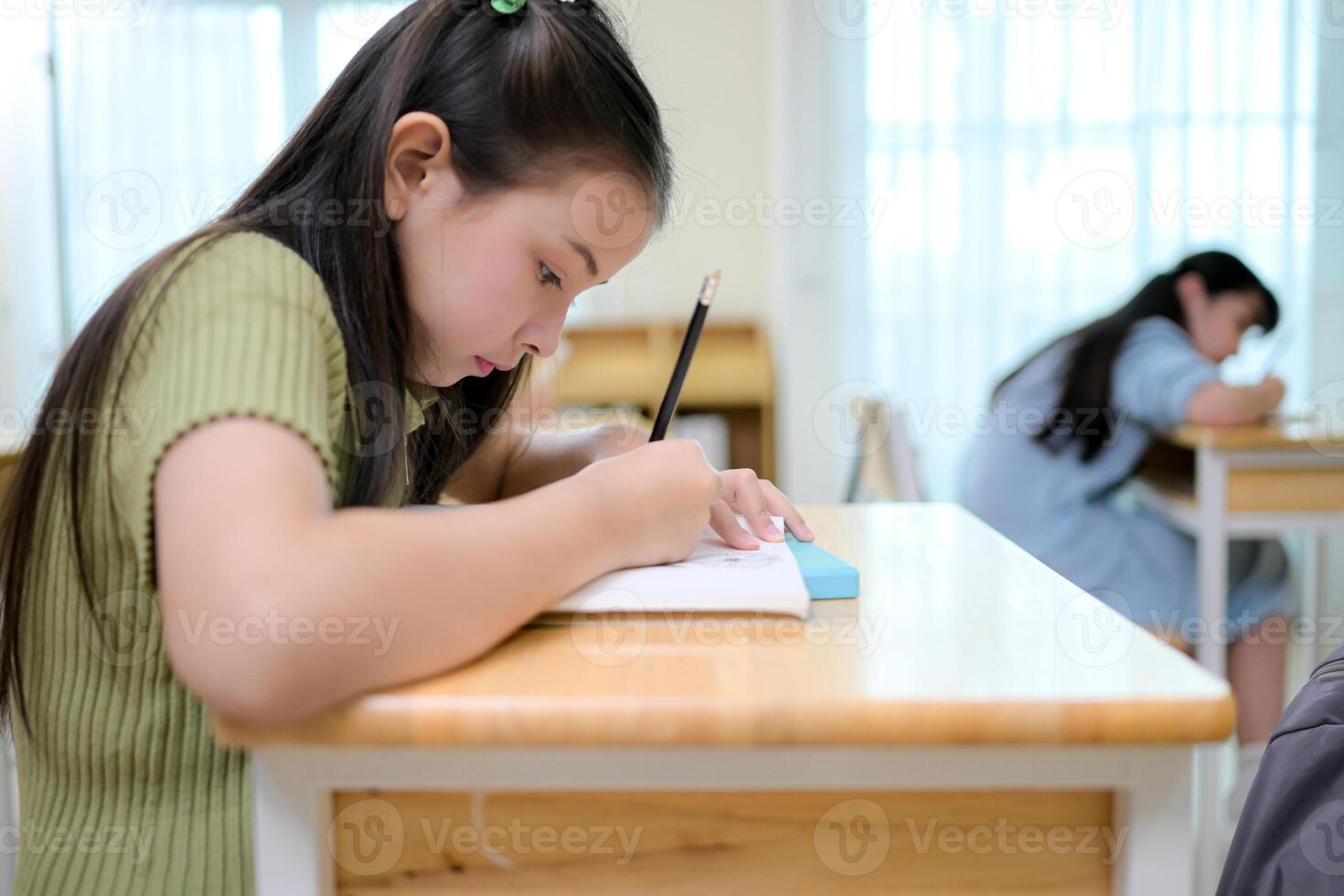STEM lesson, Teacher and students in mathematics classroom photo