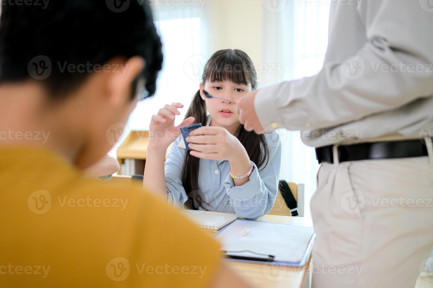 STEM Class, Teacher and students in basic engineering classroom photo