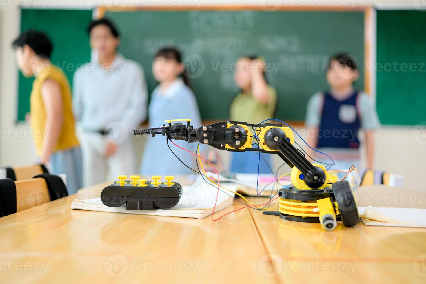 STEM Class, Teacher and students in basic engineering classroom photo