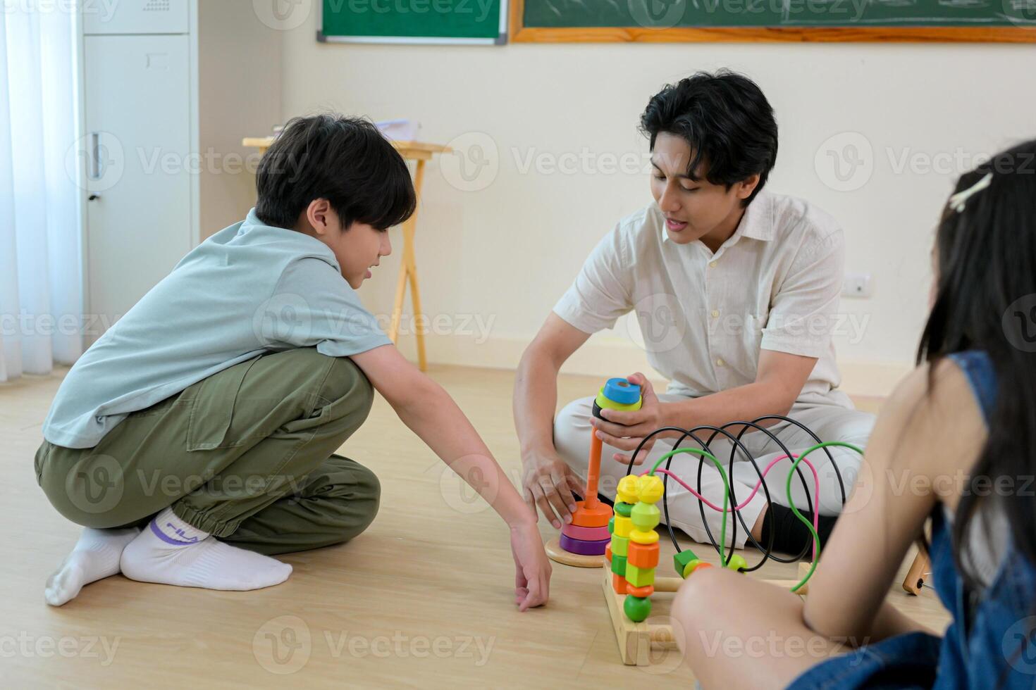 Students learn and study in a floor room of school class photo