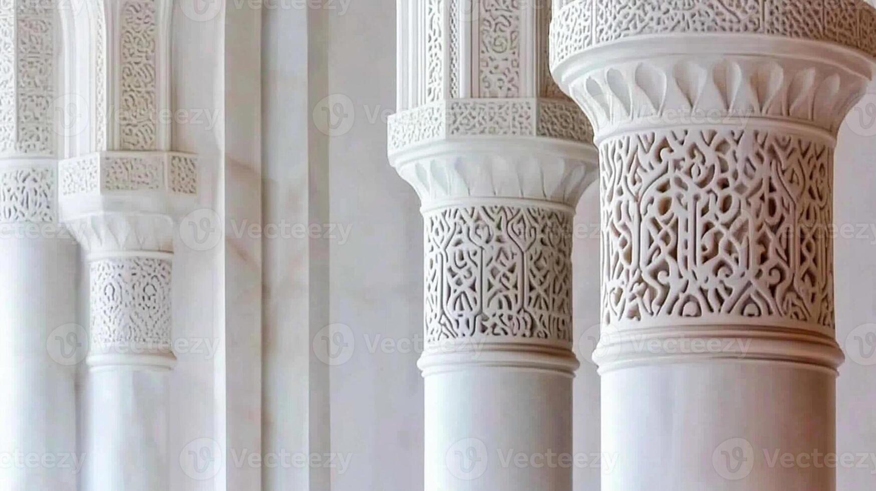 Intricate stone carvings adorn these elegant columns, a testament to architectural artistry. photo