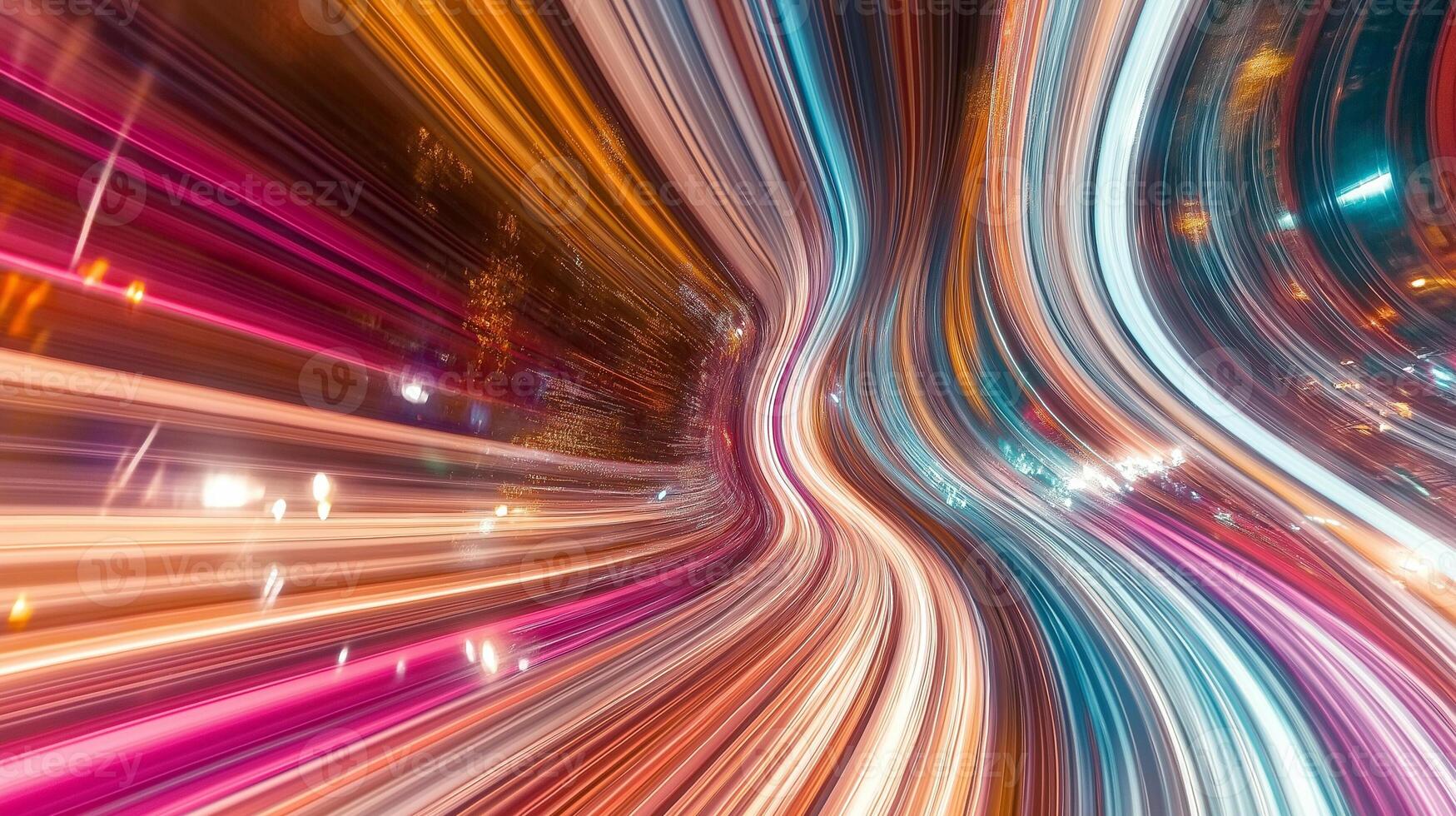 Abstract light trails, vibrant colors photo