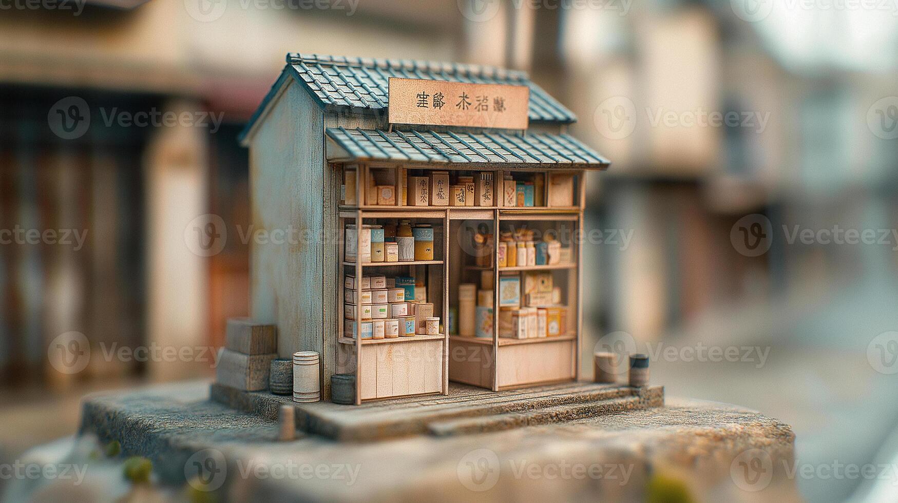 A miniature store with shelves and shelves of books photo