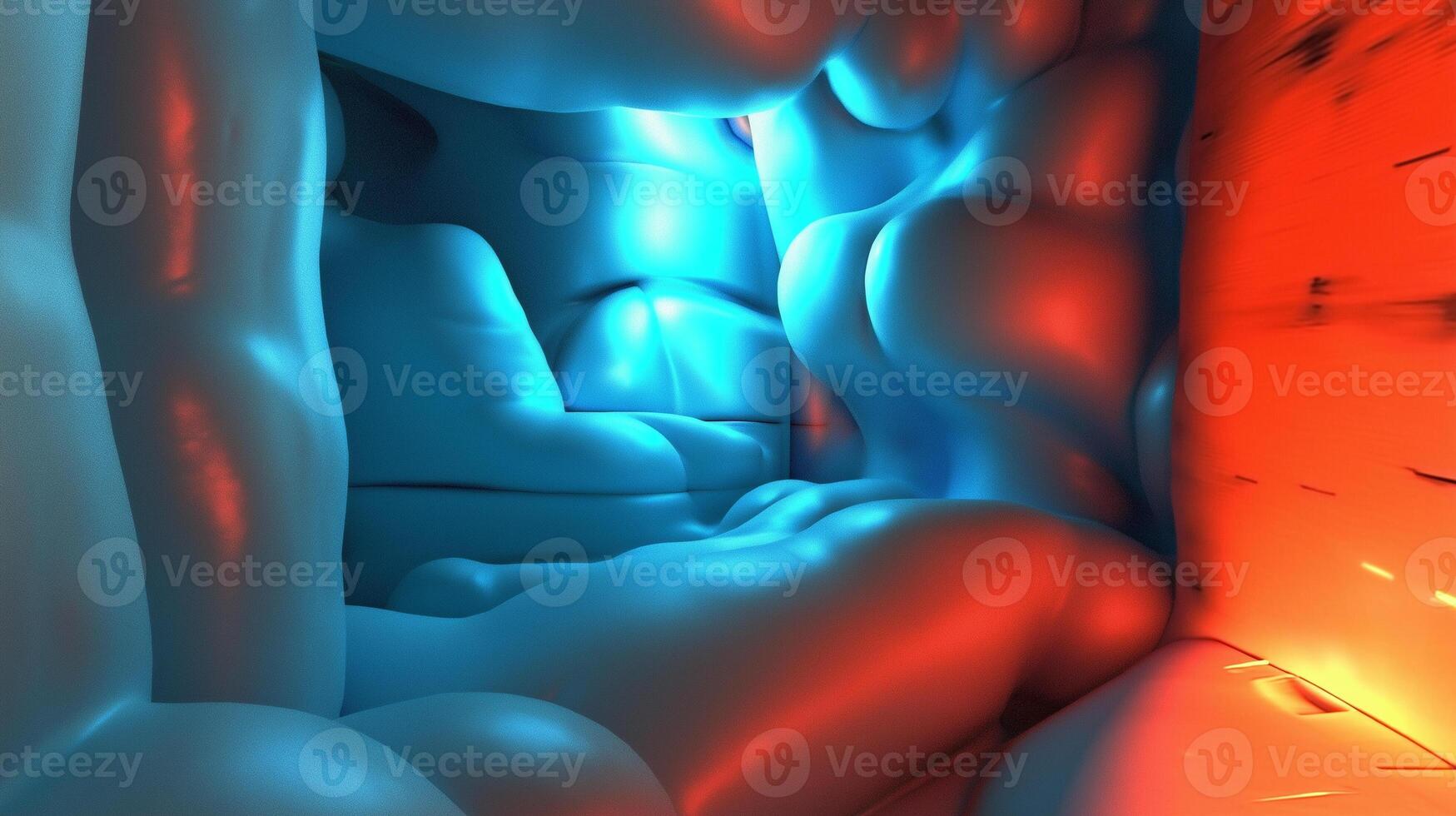 Abstract 3D render Blue and orange forms photo