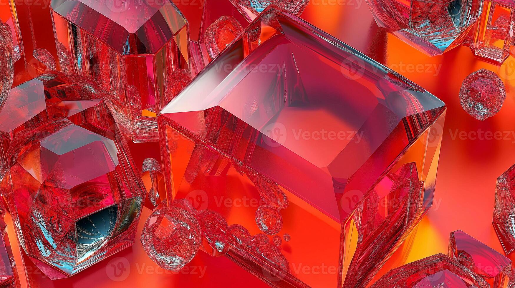 Red gemstone cluster, vibrant and shiny photo