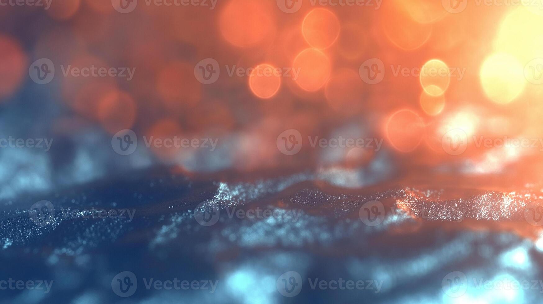 Abstract bokeh background with blue and orange lights photo