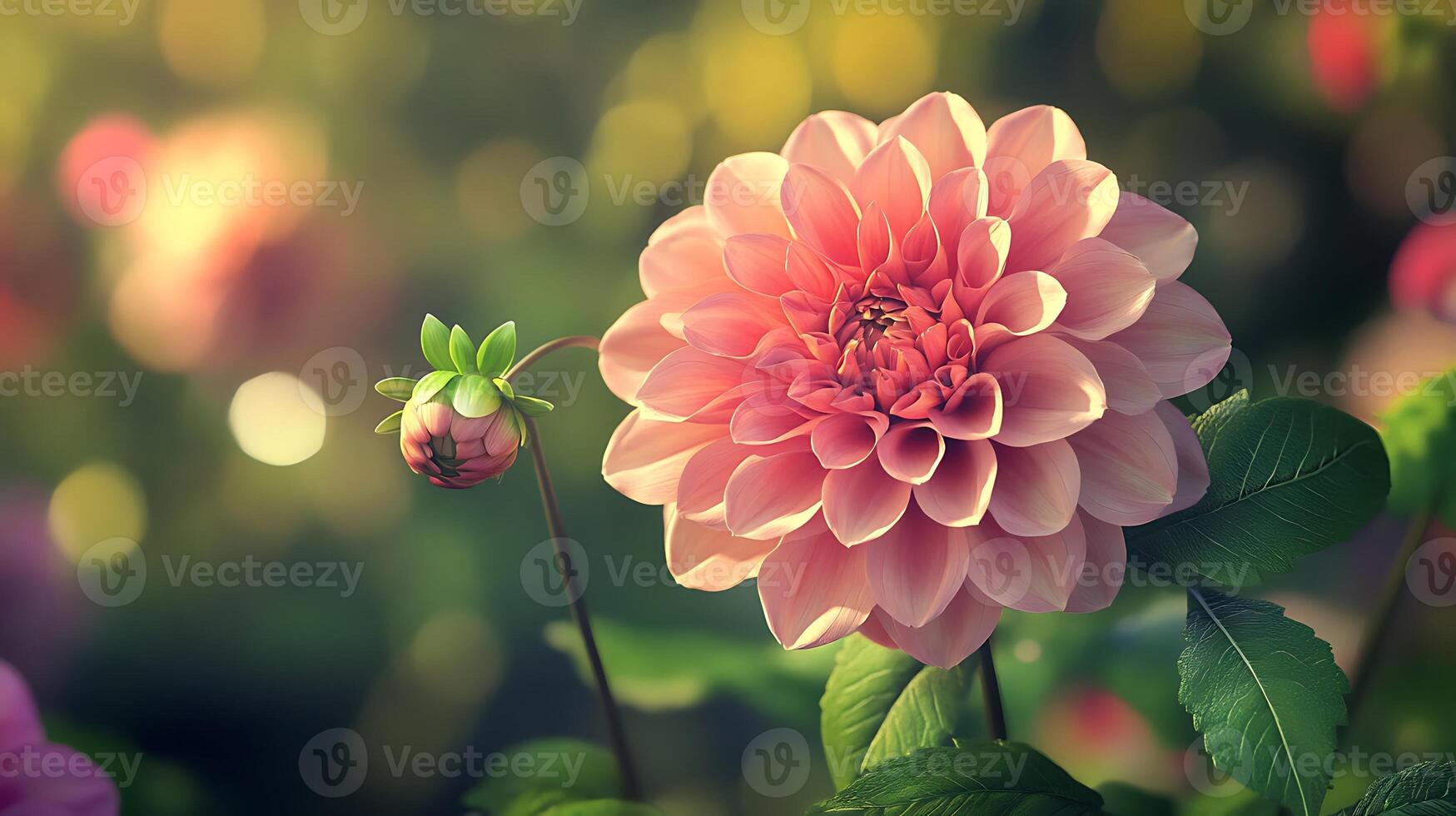 Enchanting Garden Close-Up Featuring a Stunning Vibrant Flower Bloom photo