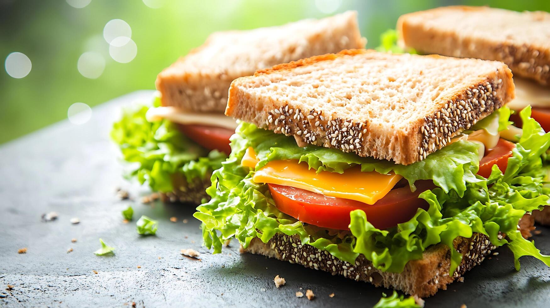 Ultra-Crisp Sandwich Slices Against a Soft and Dreamy Background photo