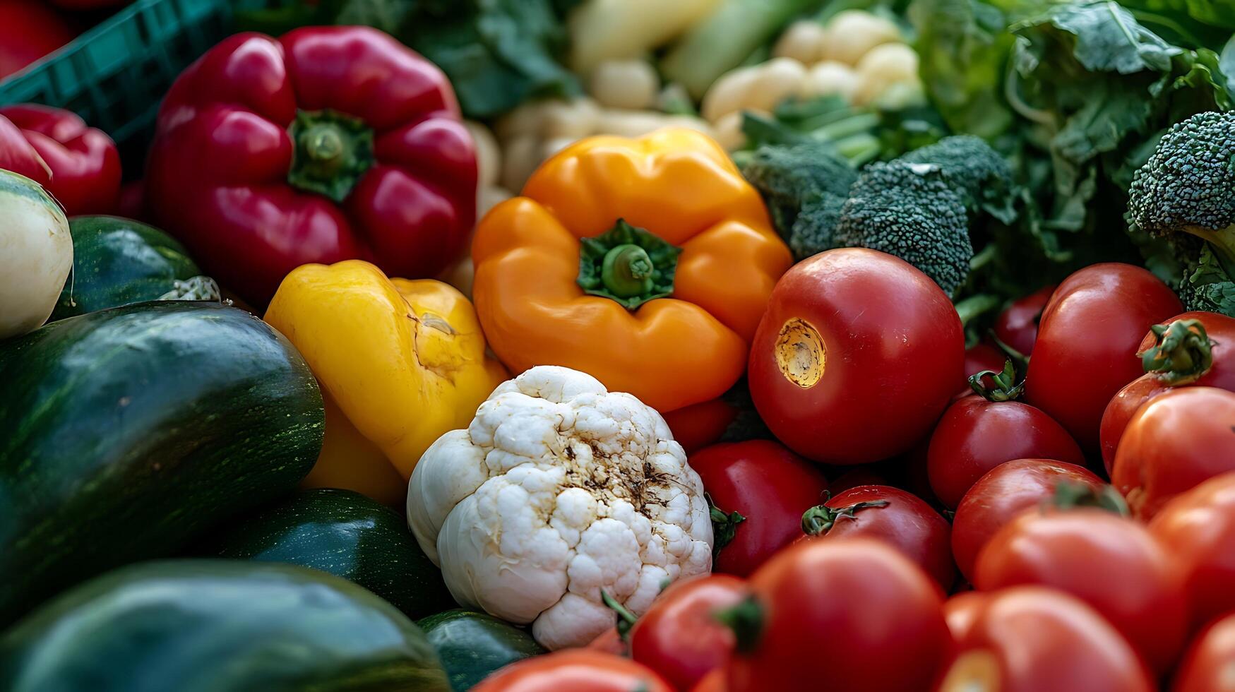 Fresh vegetables in a vibrant close-up, showing off their rich colors photo