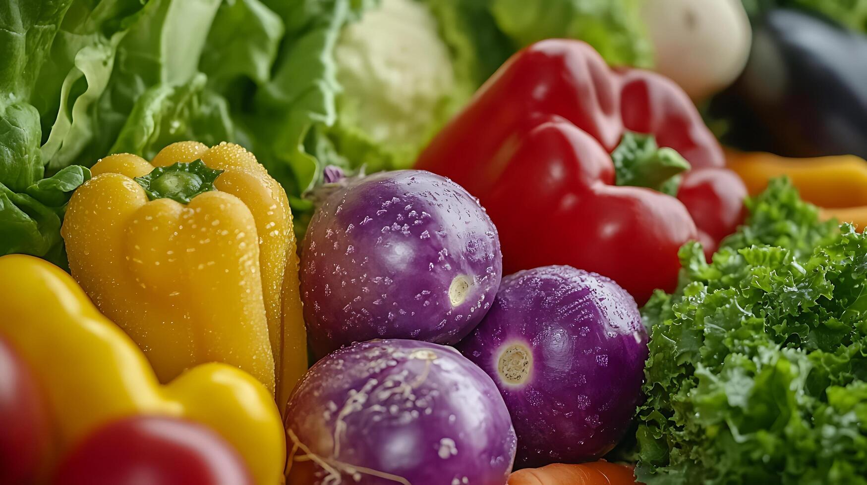 A close-up of fresh, colorful vegetables in a bright, natural light photo