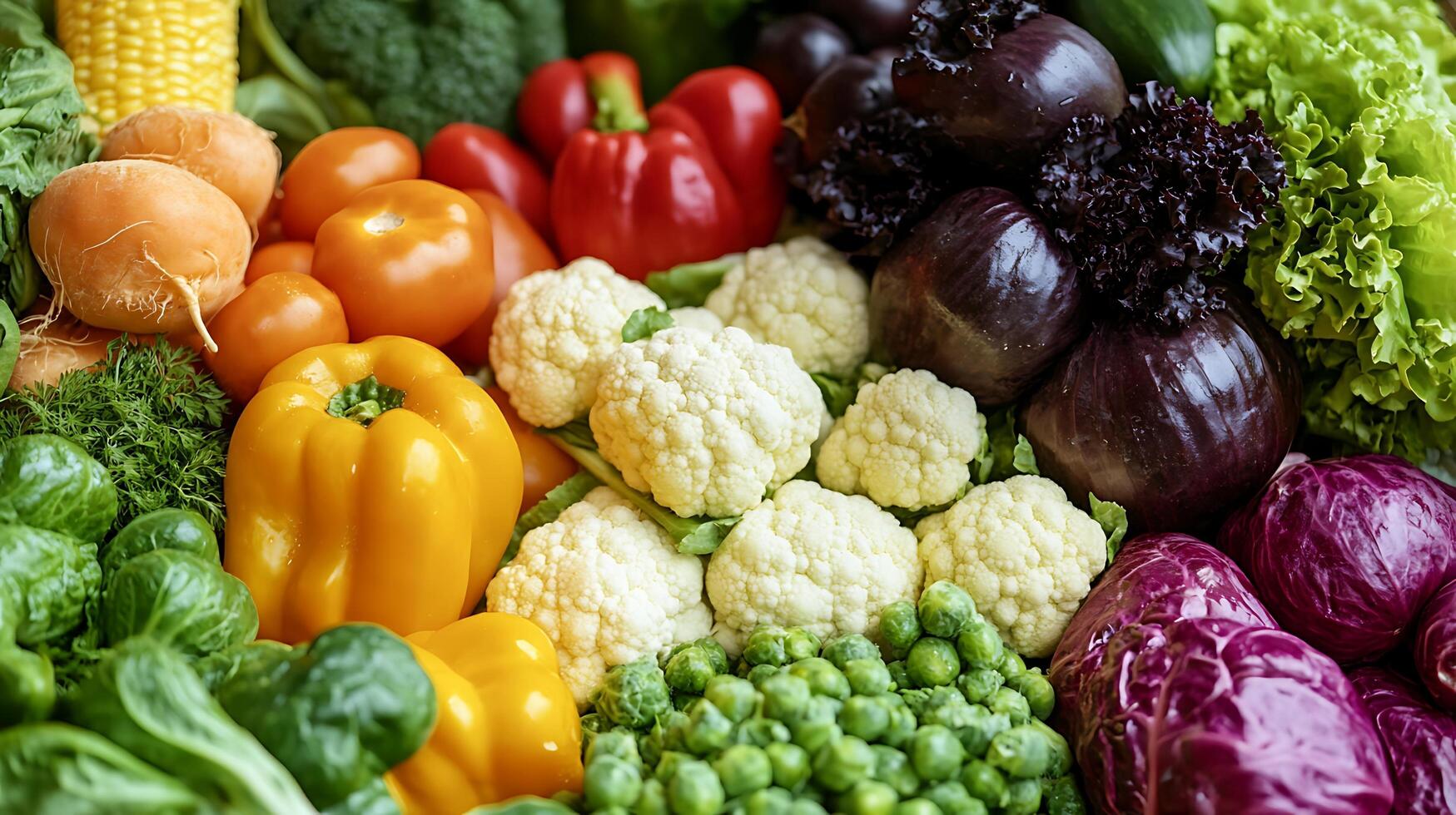Fresh, healthy vegetables displayed in vibrant close-up, nature colors revealed photo