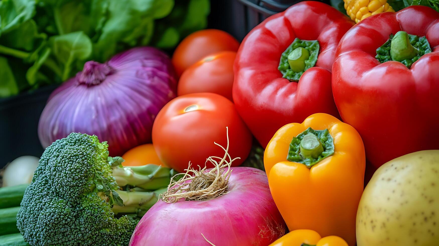 Close-up shot of fresh vegetables with a spectrum of bright colors photo