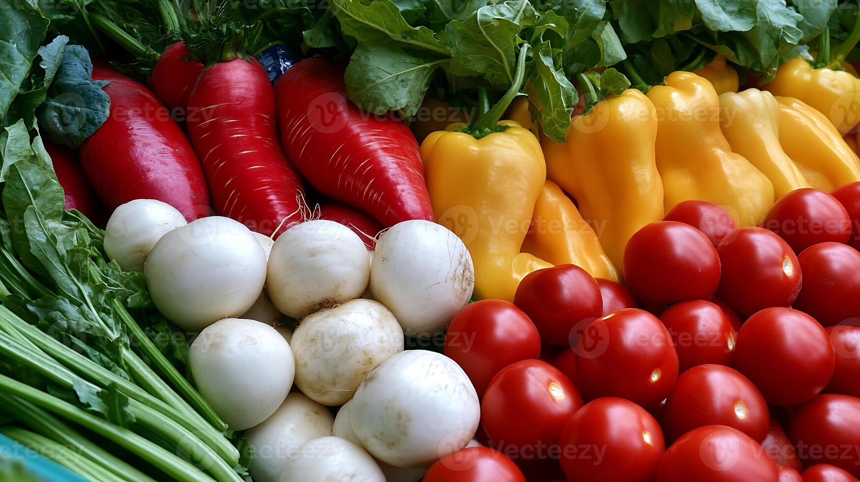 A beautiful close-up shot of fresh vegetables bursting with vibrant color photo